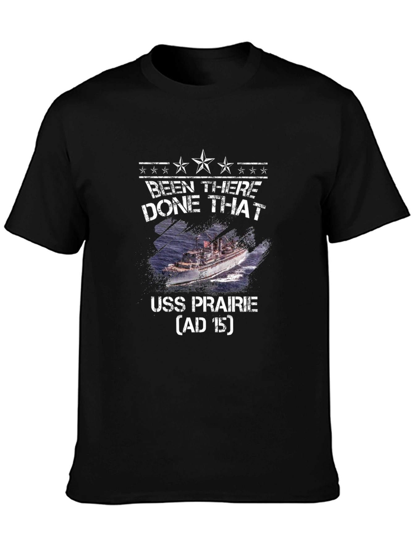USS Prairie AD-15 Been There Done That Black T-Shirt