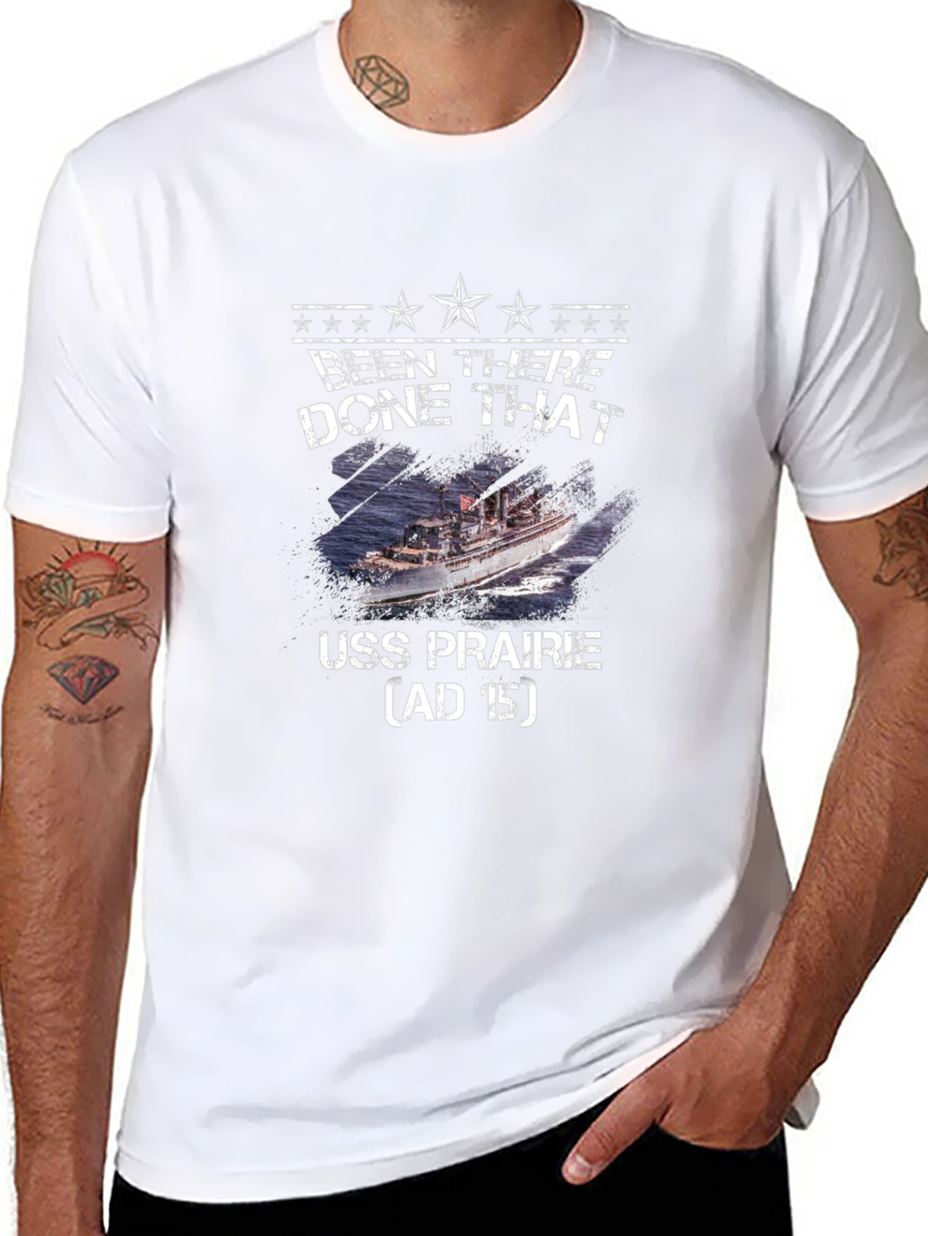 USS Prairie AD-15 Been There Done That Black T-Shirt