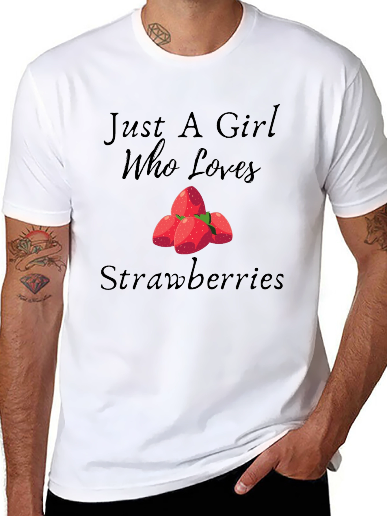 Just A Girl Who Loves Strawberries Black Tee