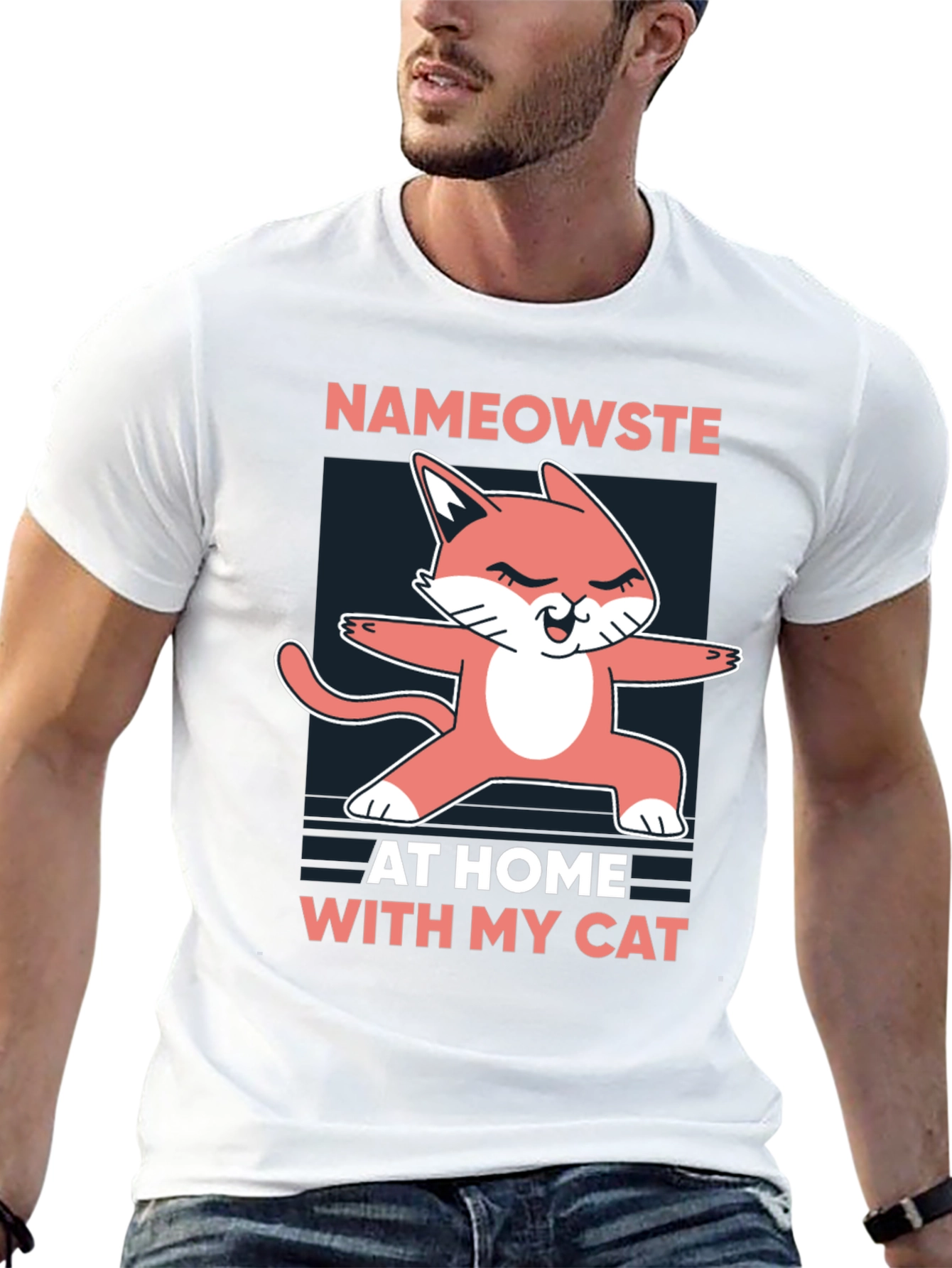 Nameowste Cat Yoga Black T-Shirt
