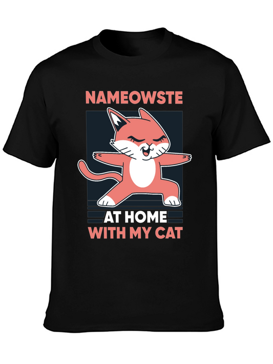 Nameowste Cat Yoga Black T-Shirt
