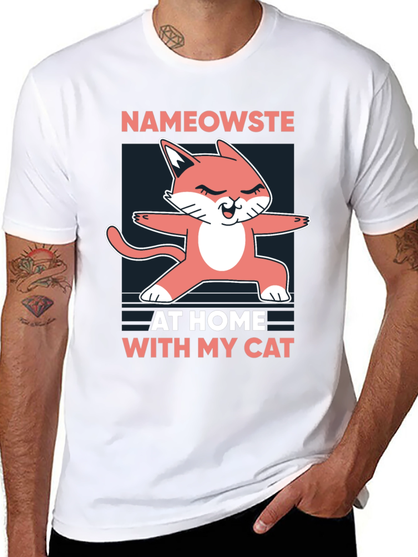 Nameowste Cat Yoga Black T-Shirt