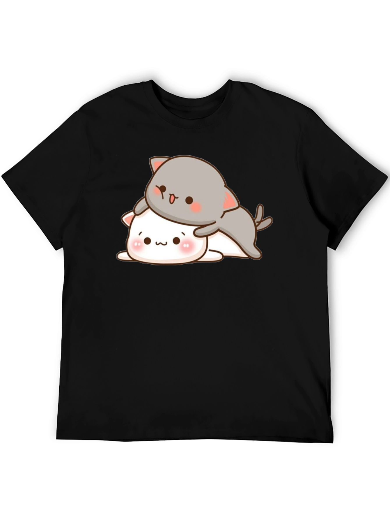 Cute Cats Stacked Black T-Shirt