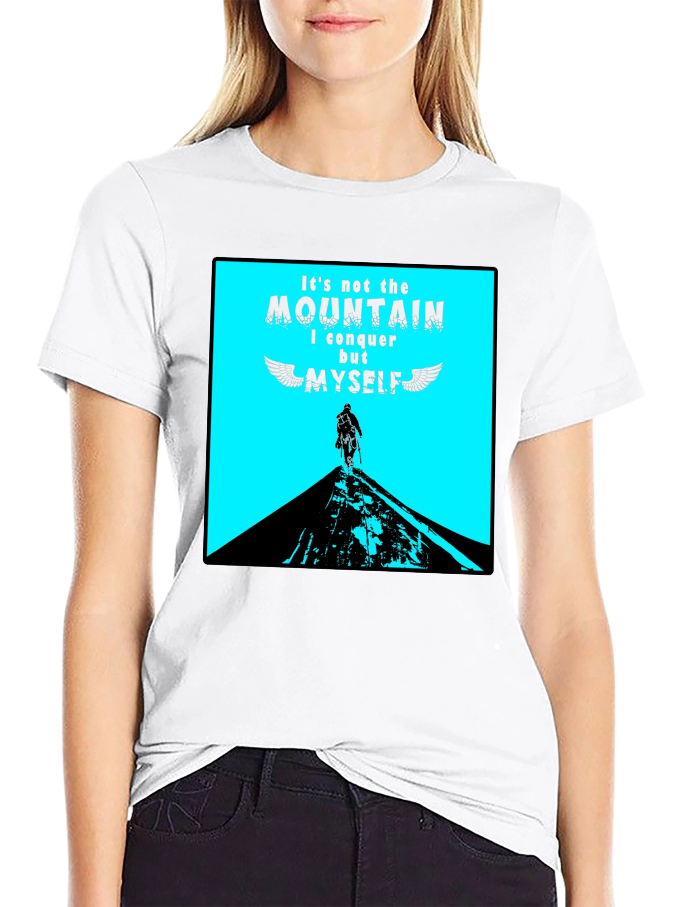 Conquer Myself Mountain Black Graphic T-Shirt
