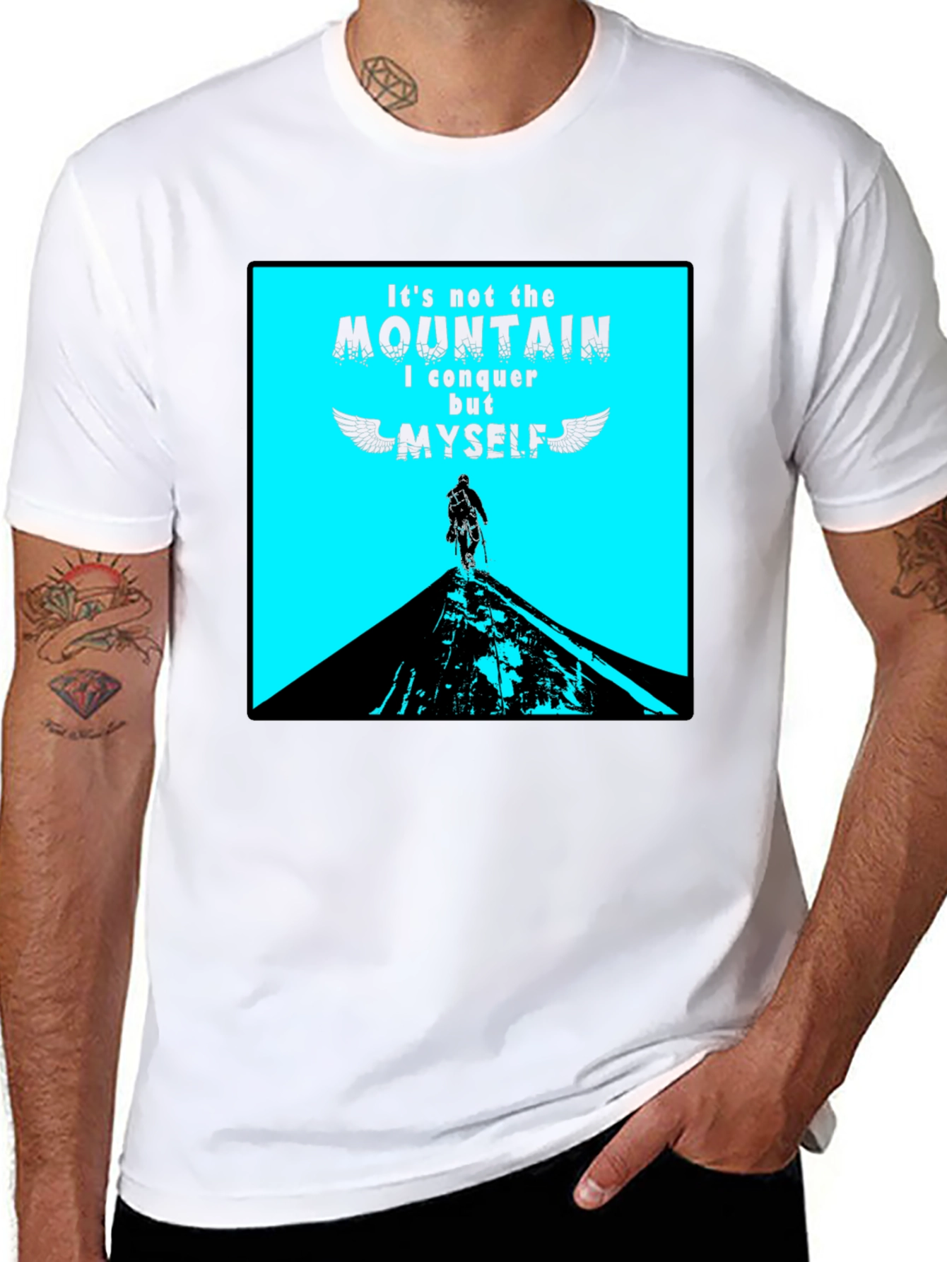 Conquer Myself Mountain Black Graphic T-Shirt