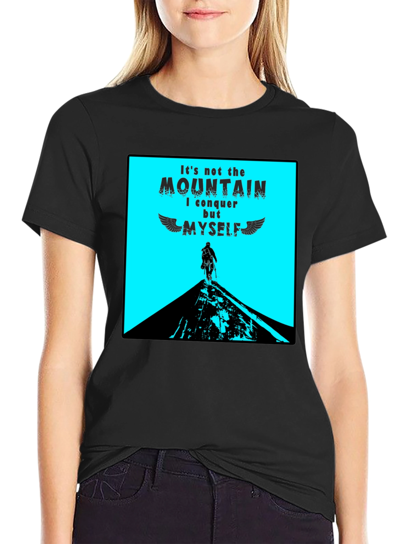 Conquer Myself Mountain Black Graphic T-Shirt