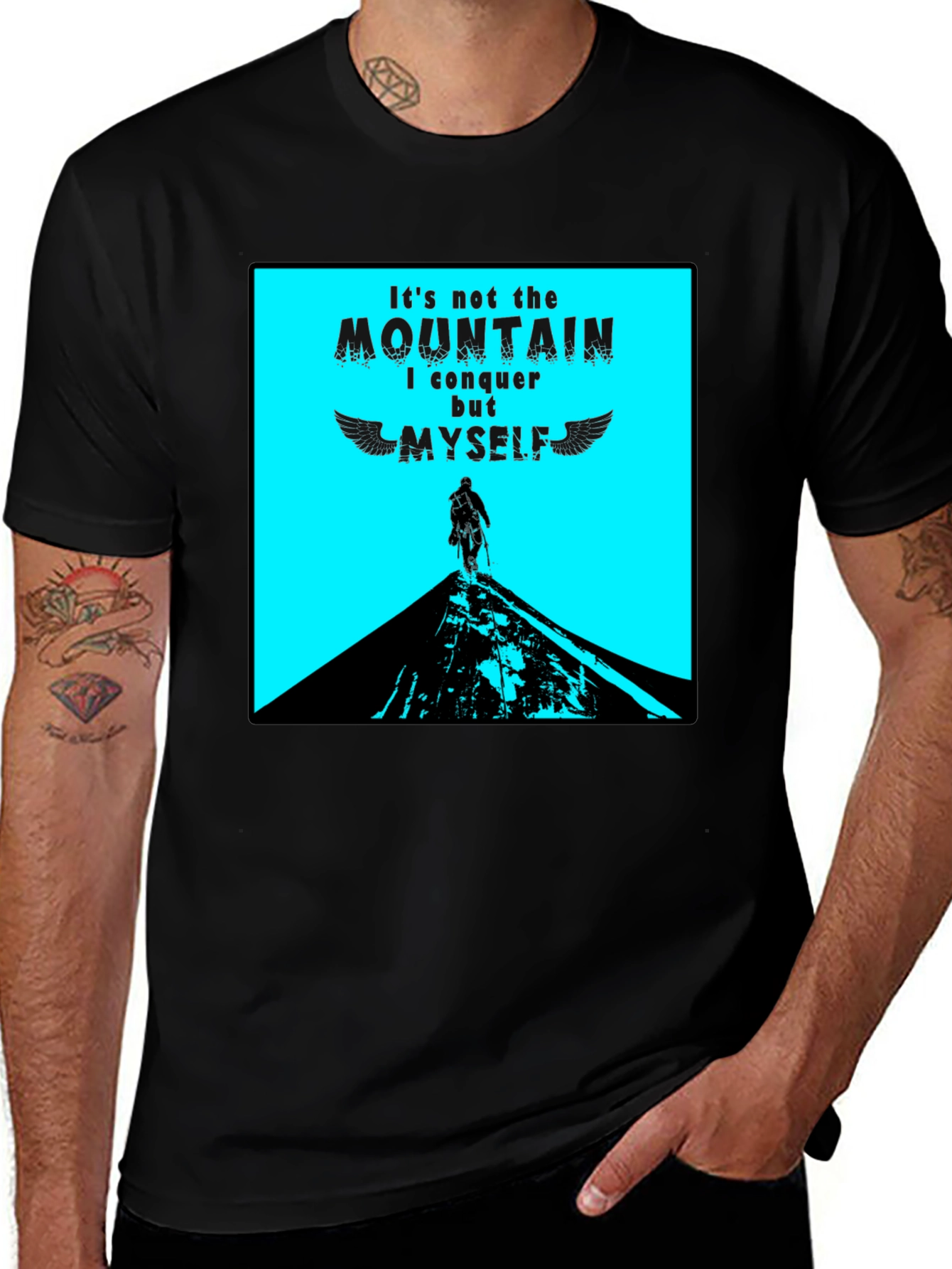 Conquer Myself Mountain Black Graphic T-Shirt
