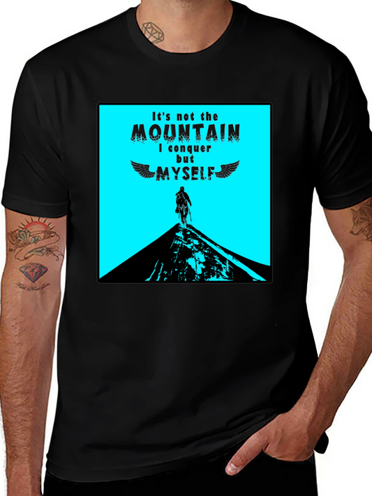 Conquer Myself Mountain Black Graphic T-Shirt