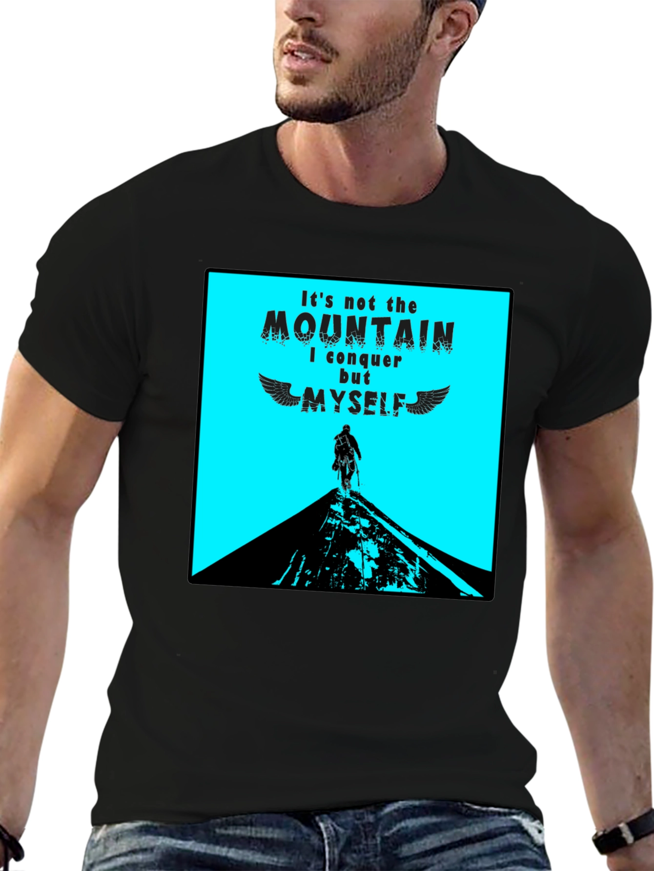 Conquer Myself Mountain Black Graphic T-Shirt