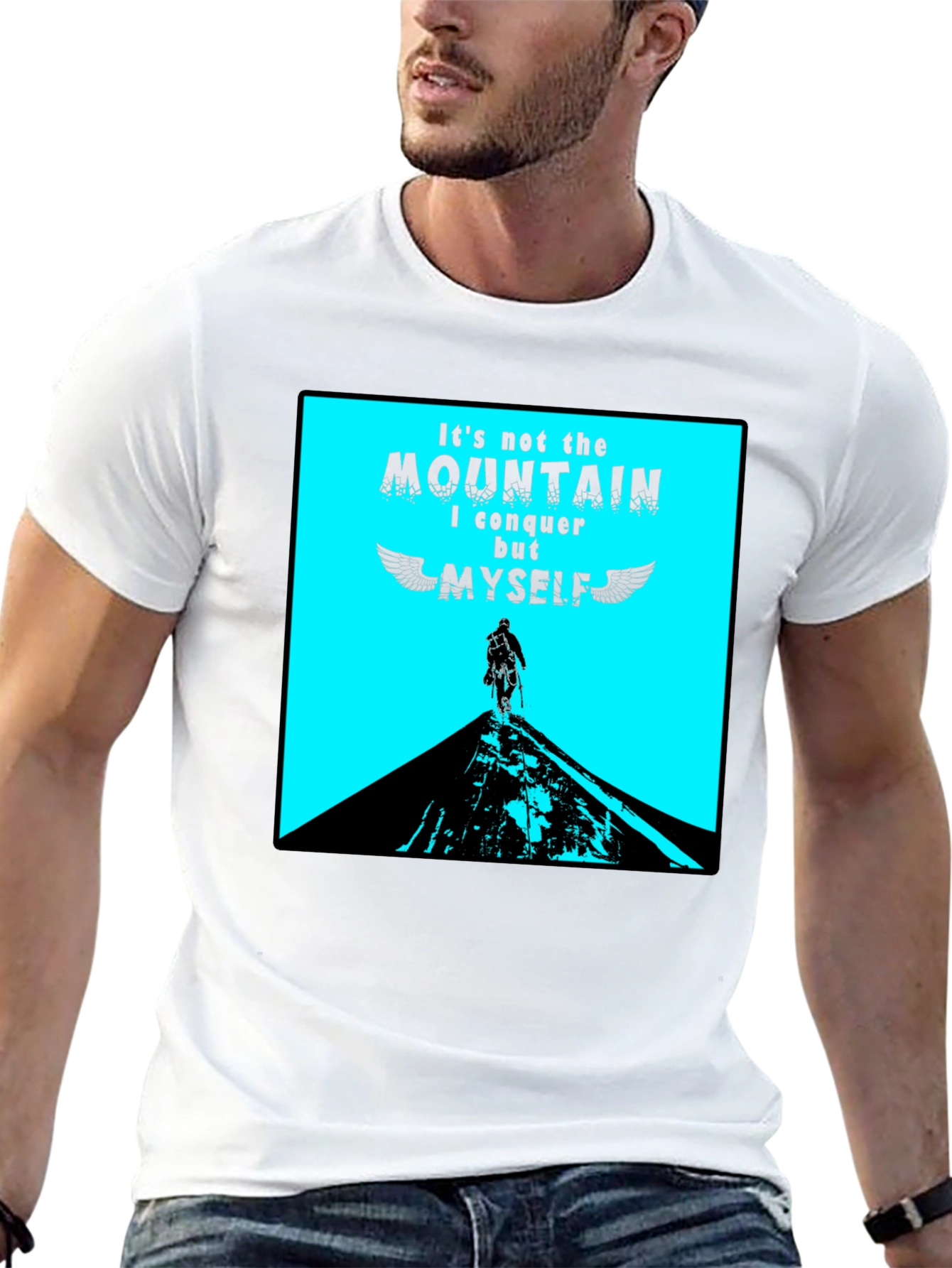 Conquer Myself Mountain Black Graphic T-Shirt