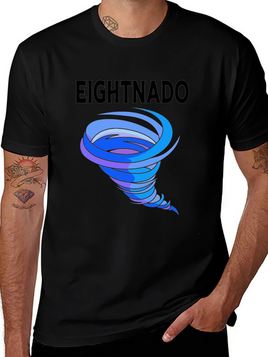 EIGHTNADO Tee - Tornado Graphic Print Stylish Black T-Shirt