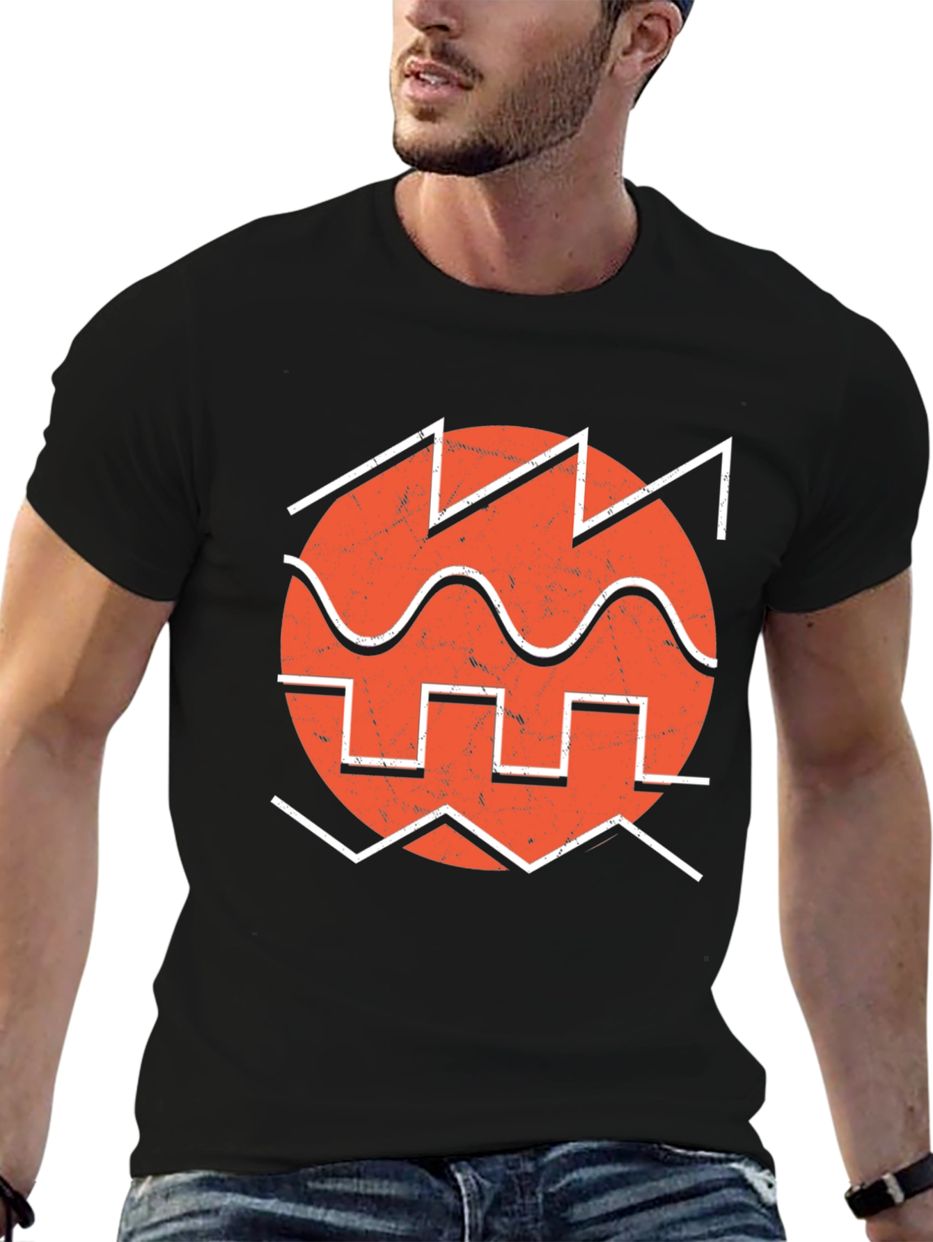 Retro Waveform Graphic Tee - Black