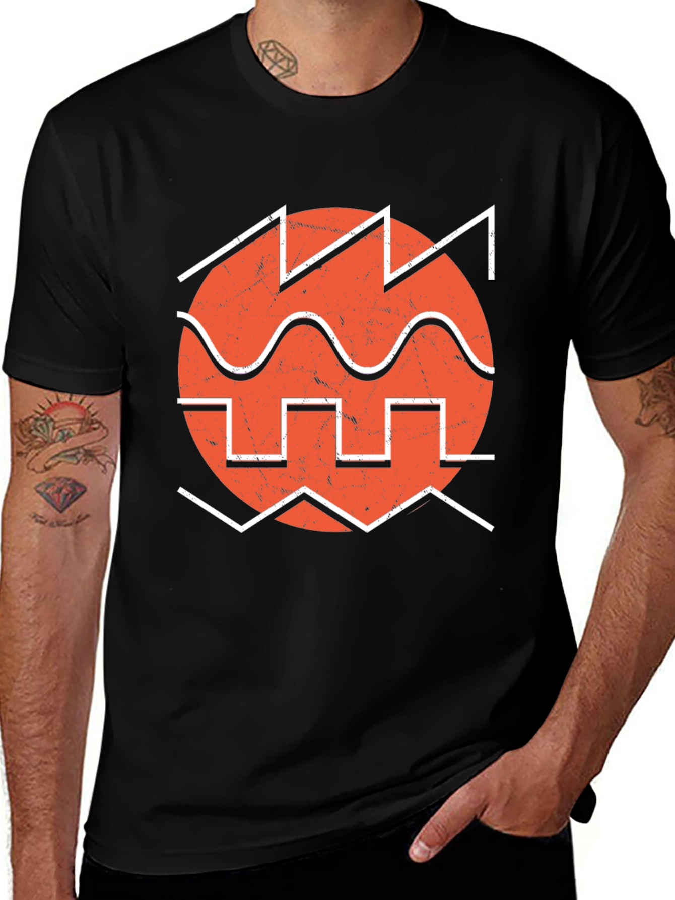 Retro Waveform Graphic Tee - Black