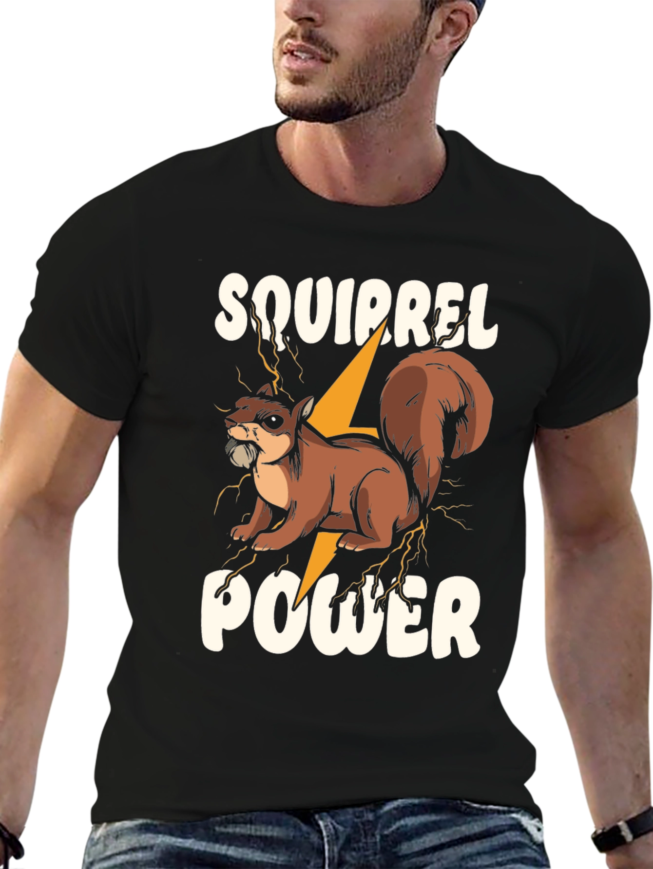 Squirrel Power Graphic T-Shirt - Mens Black Tee