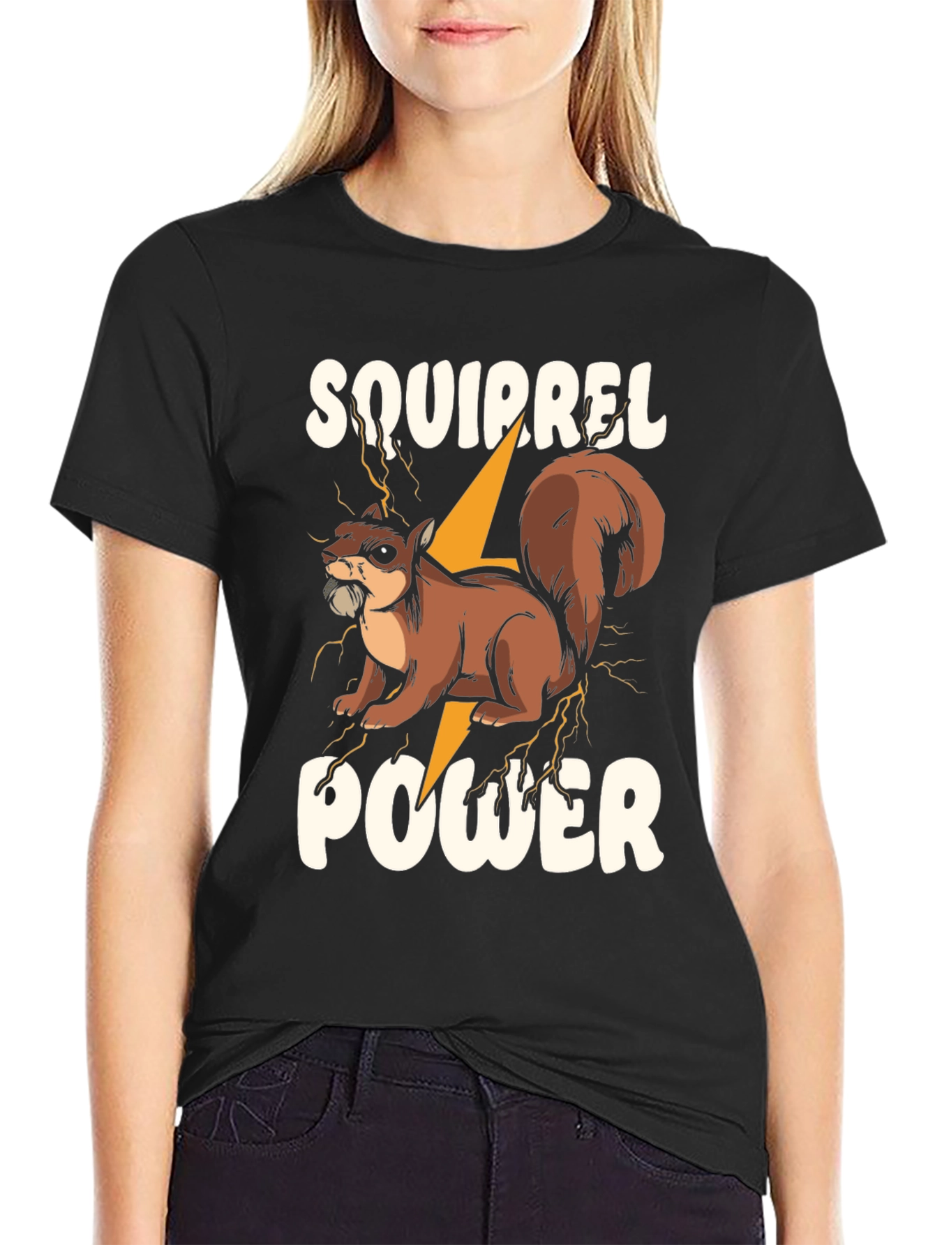 Squirrel Power Graphic T-Shirt - Mens Black Tee