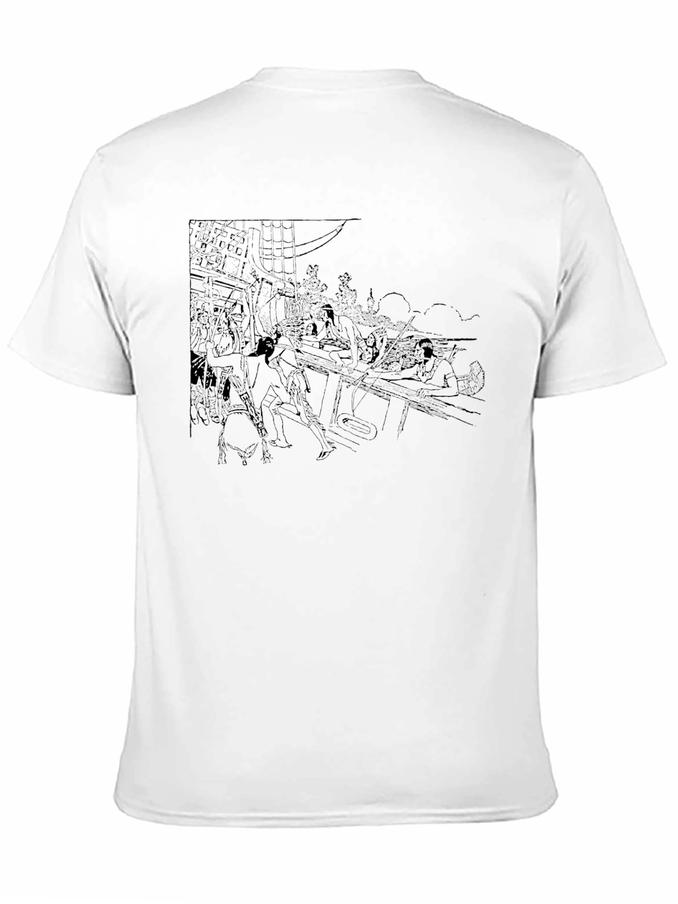 Line Art Print Black Tee