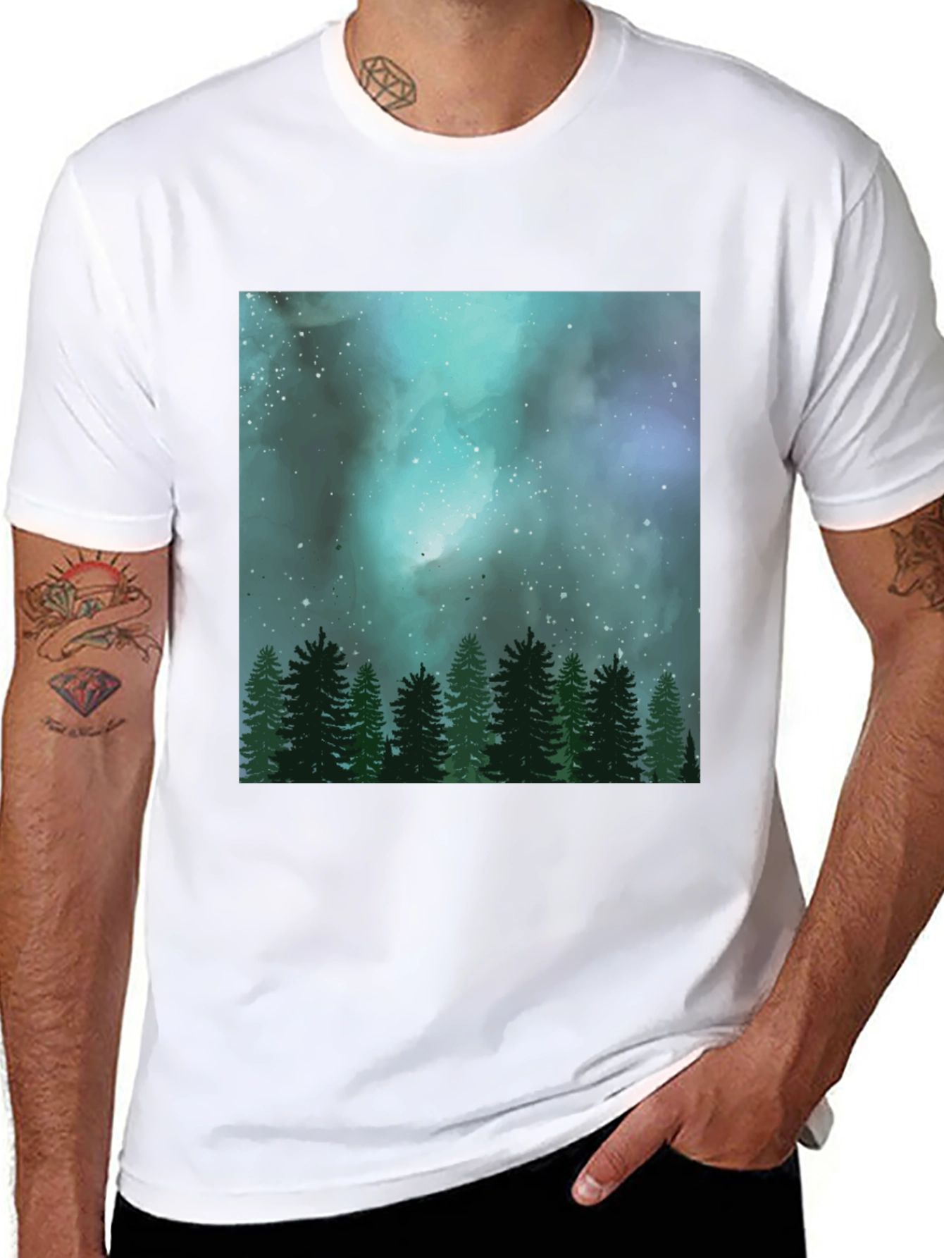 Night Sky Forest Graphic Tee