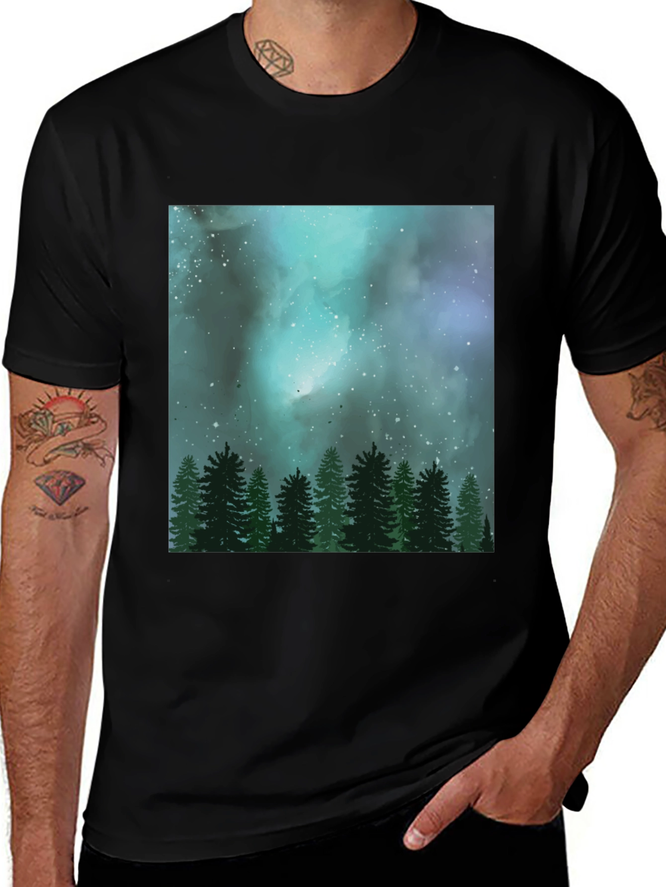 Night Sky Forest Graphic Tee