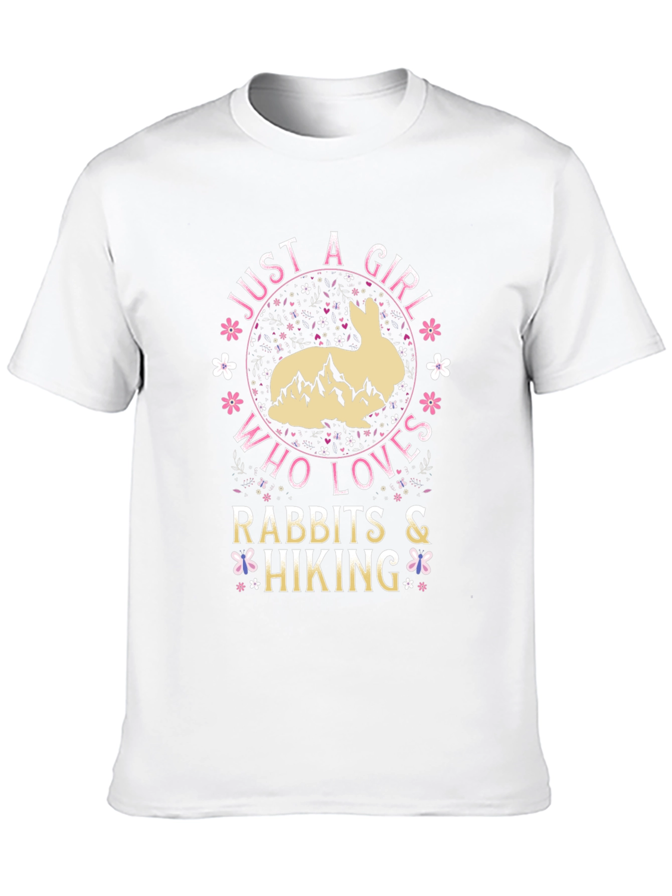 Rabbit Hiking Girl T-Shirt - Nature Lover Tee