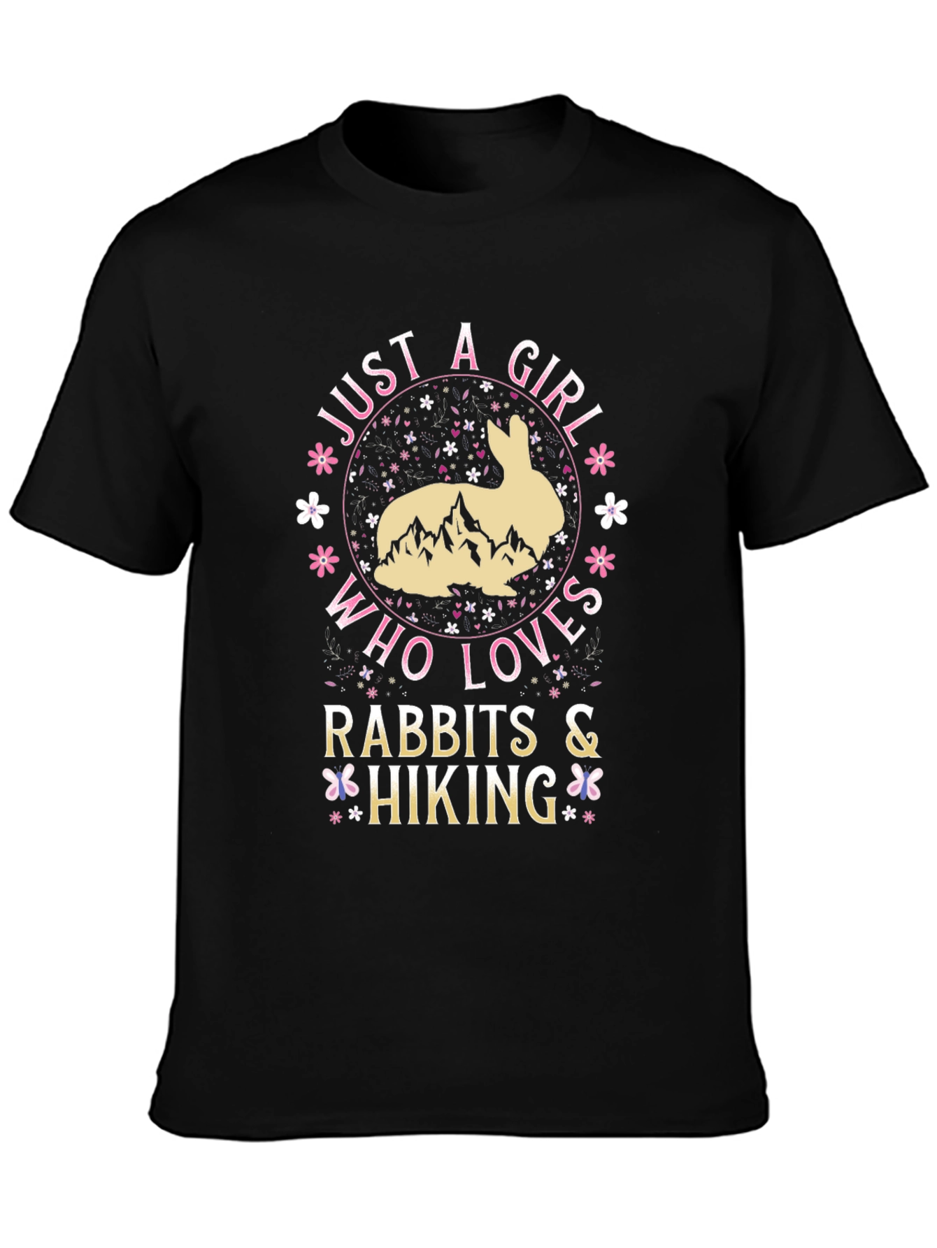 Rabbit Hiking Girl T-Shirt - Nature Lover Tee