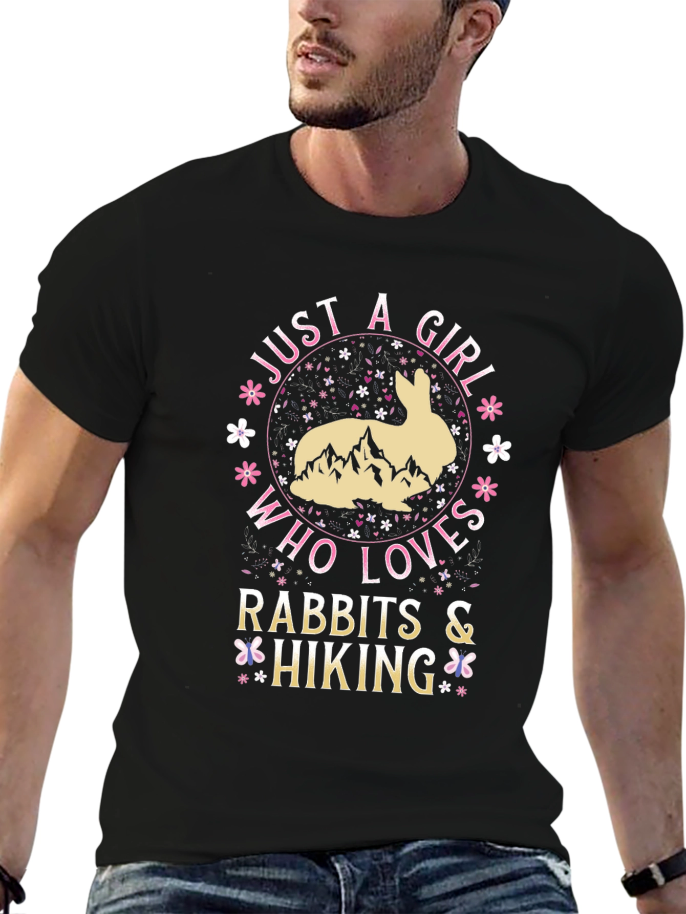 Rabbit Hiking Girl T-Shirt - Nature Lover Tee