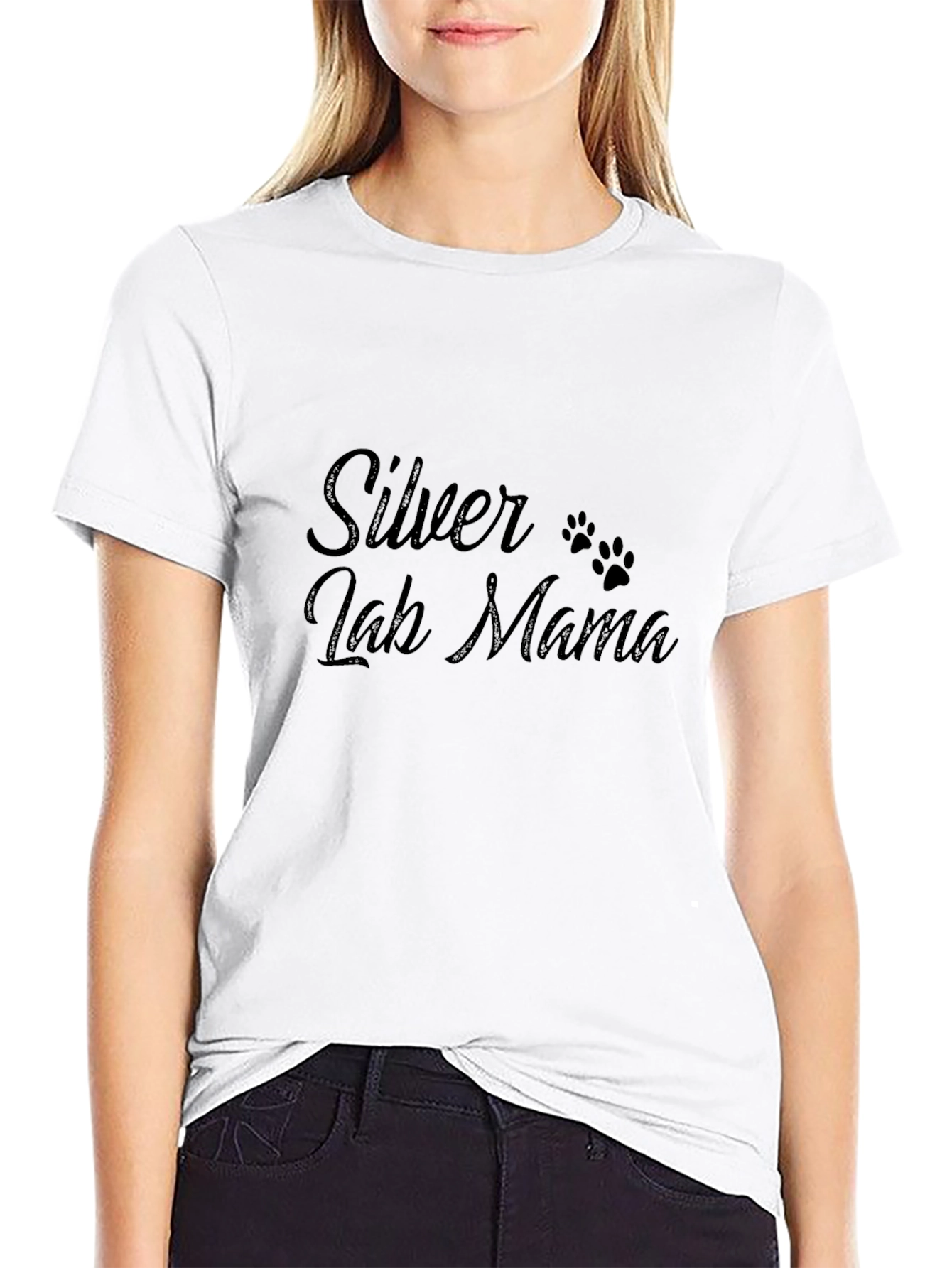 Silver Lab Mama Black T-Shirt