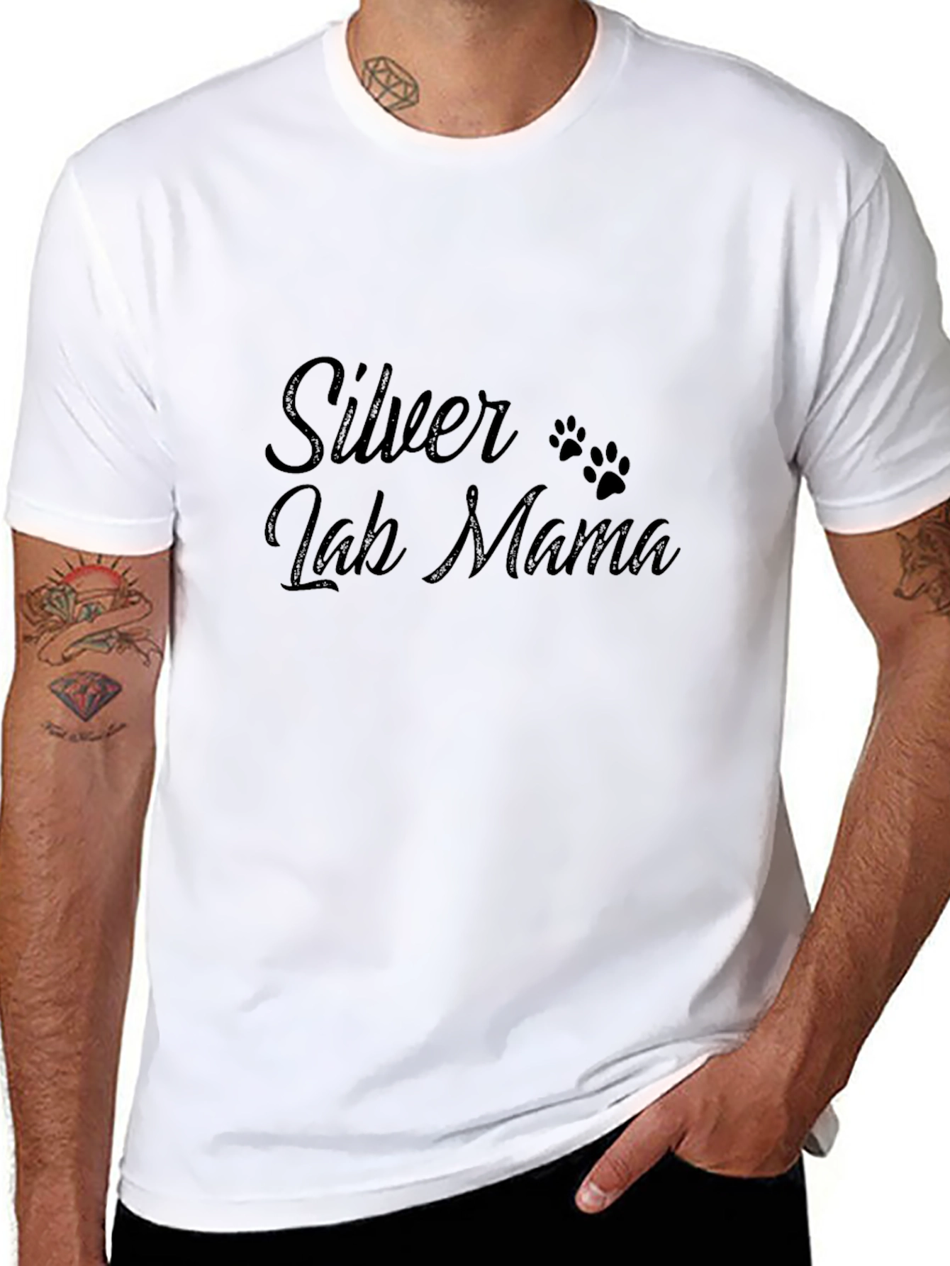 Silver Lab Mama Black T-Shirt