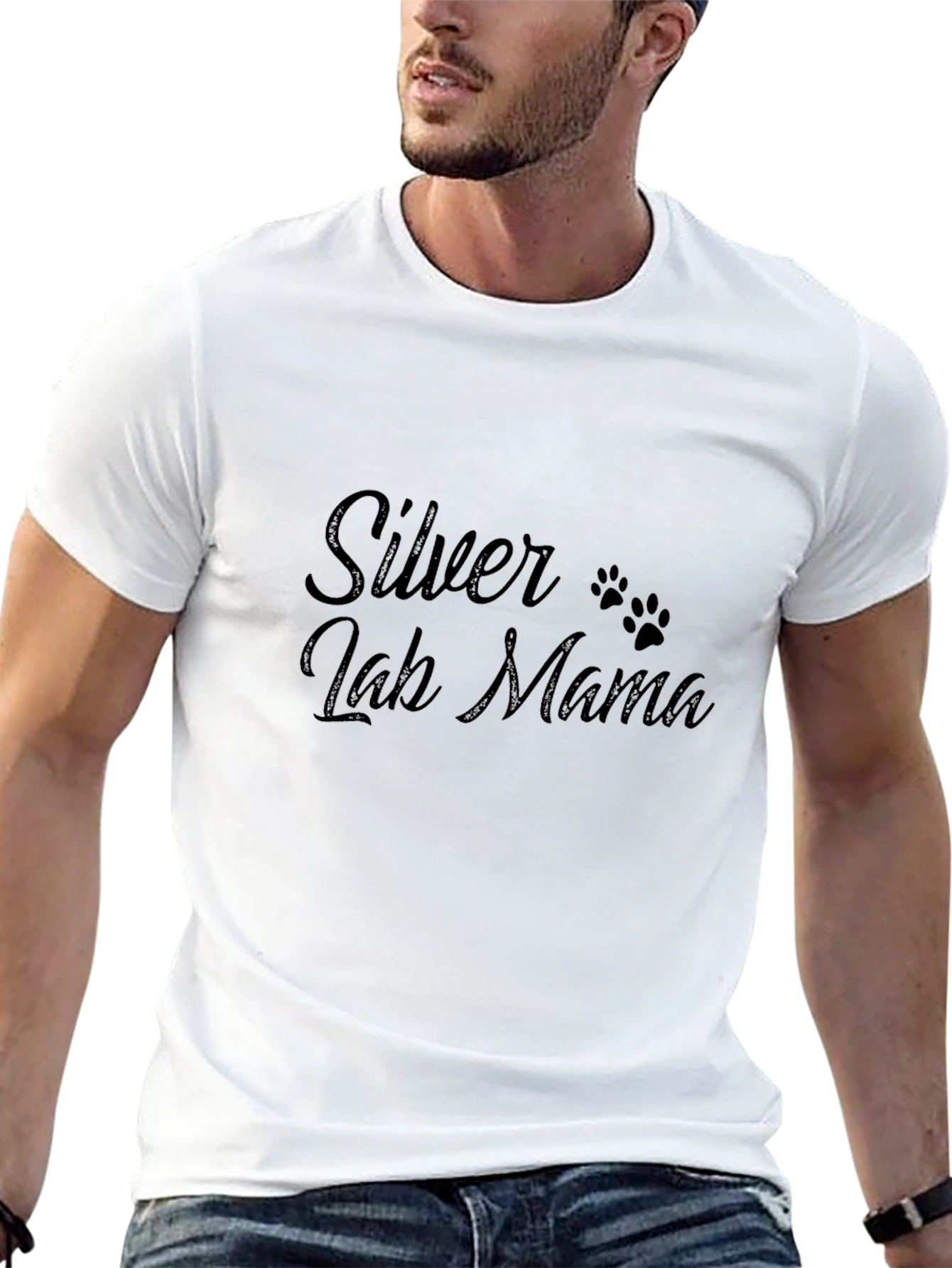 Silver Lab Mama Black T-Shirt