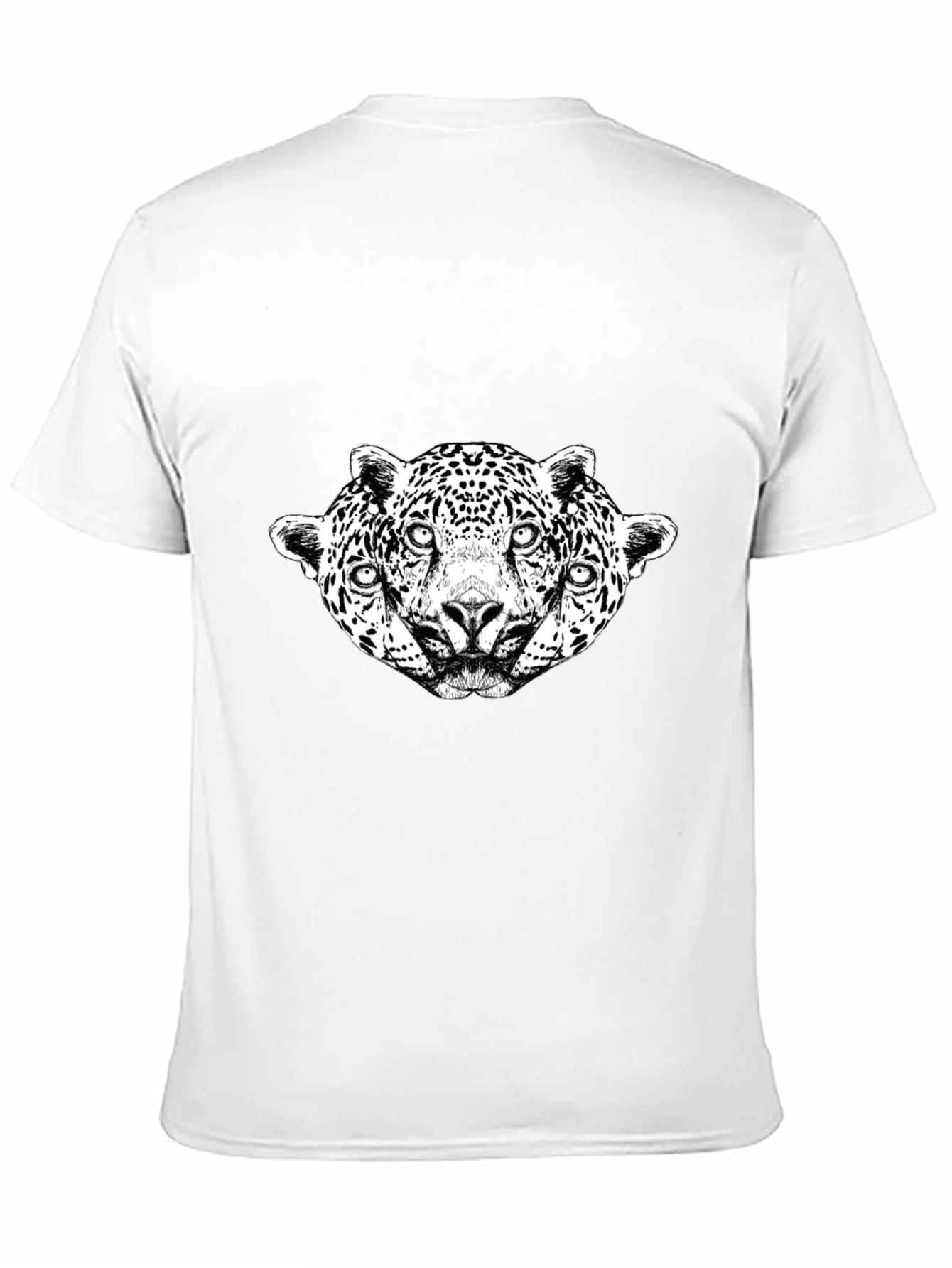 Unique Three Headed Leopard Graphic Black Tee