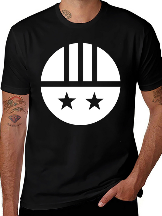 Modern Graphic Tee - Black Cotton Shirt with Geometric Design