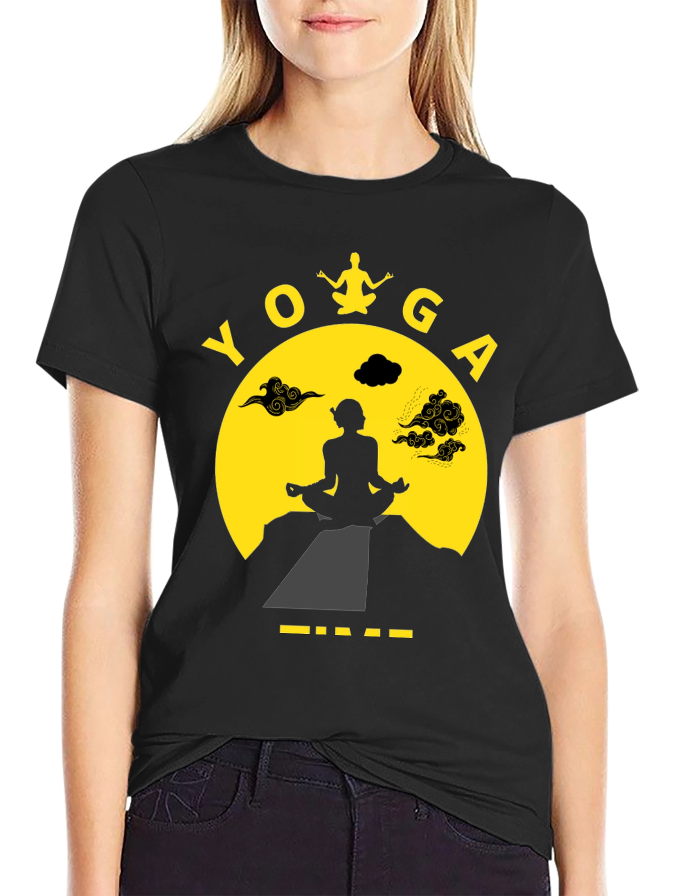 Yoga Time Graphic Tee - Meditating Silhouette T-Shirt