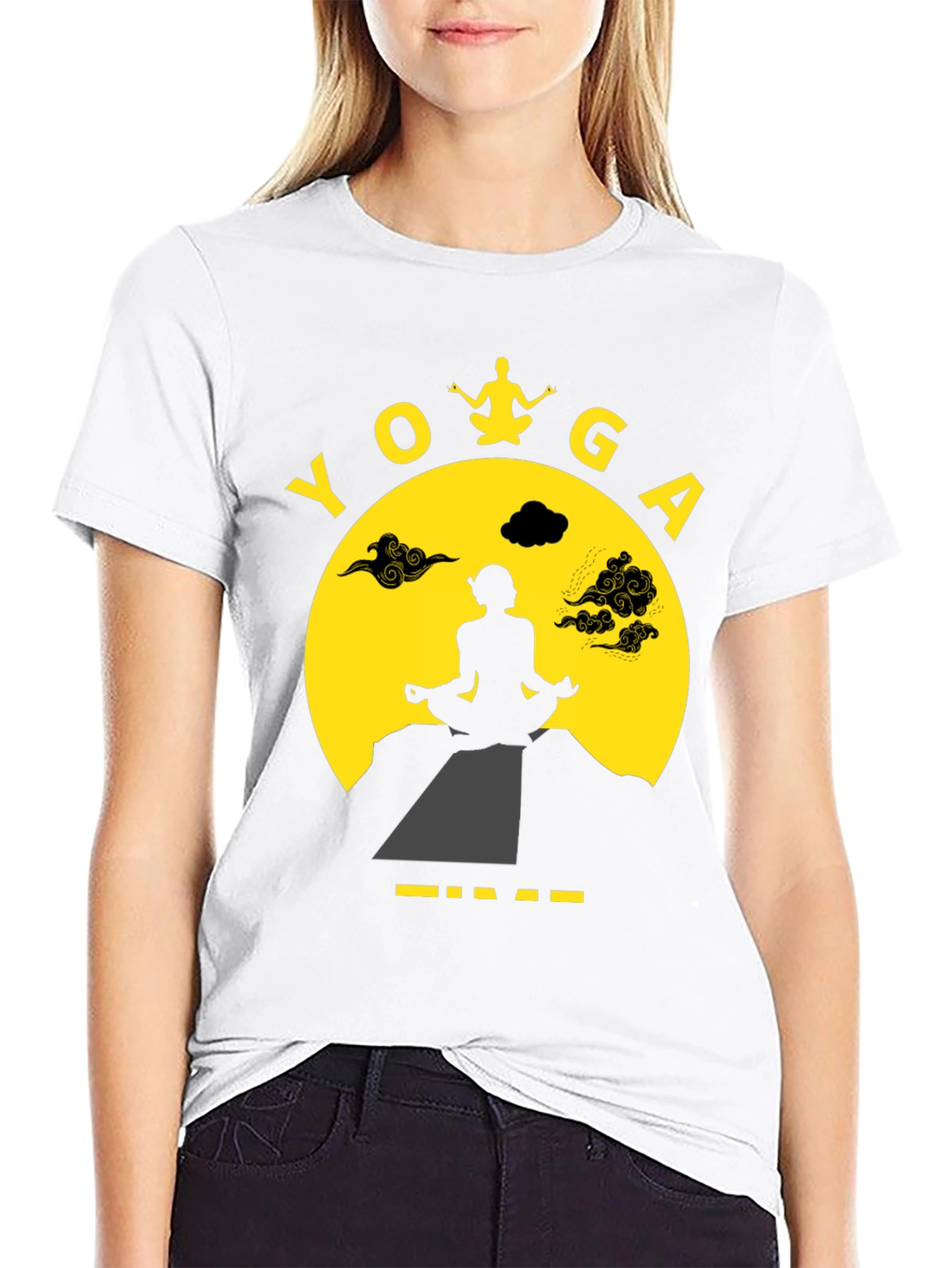 Yoga Time Graphic Tee - Meditating Silhouette T-Shirt