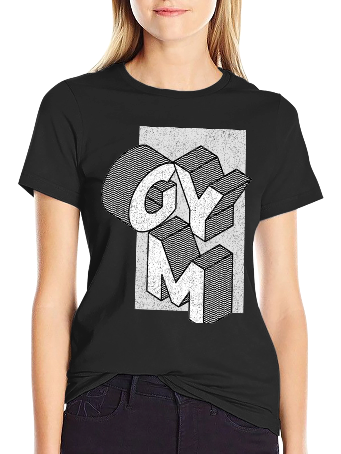 Gym Graphic Print Black T-Shirt