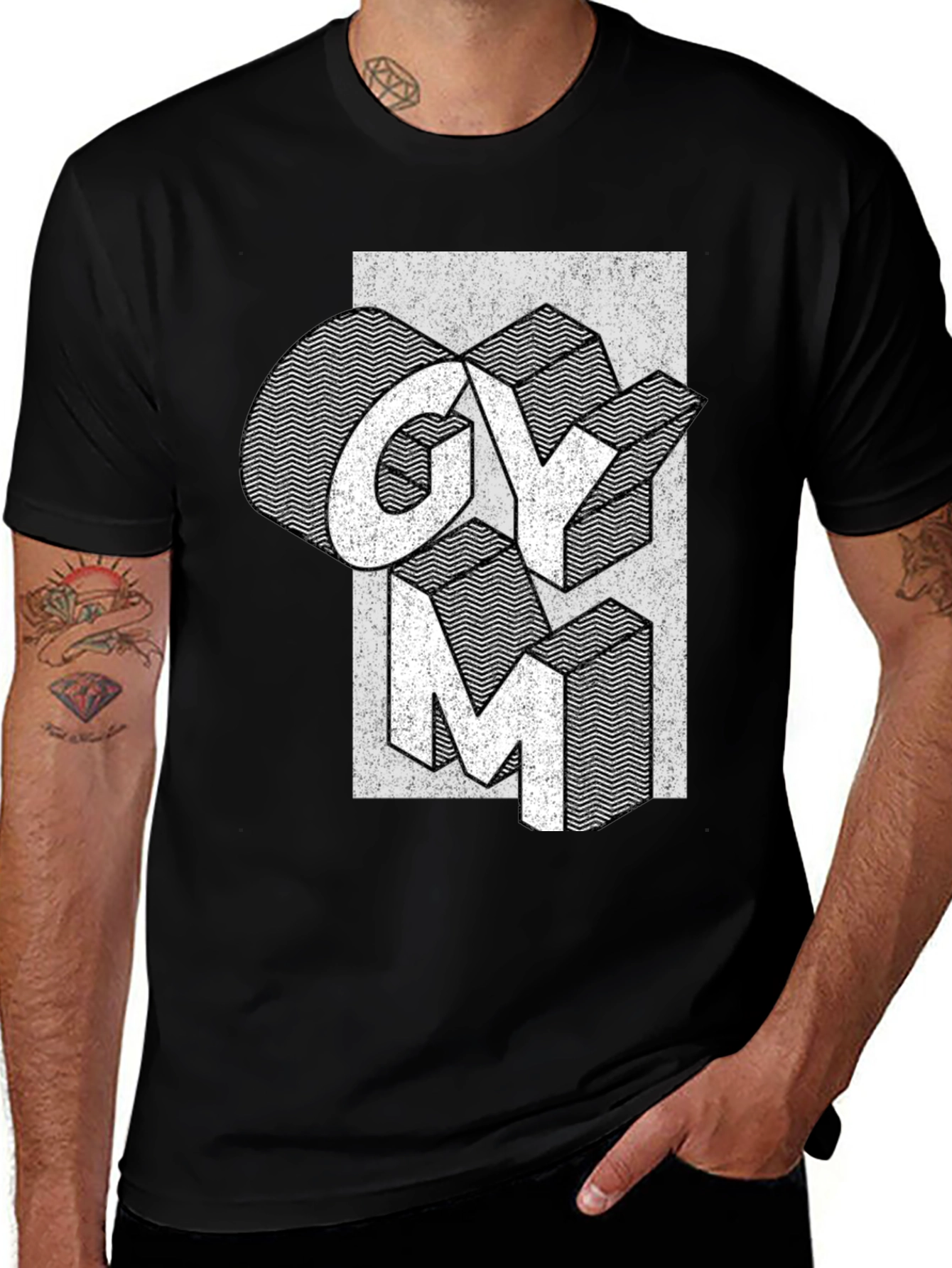 Gym Graphic Print Black T-Shirt