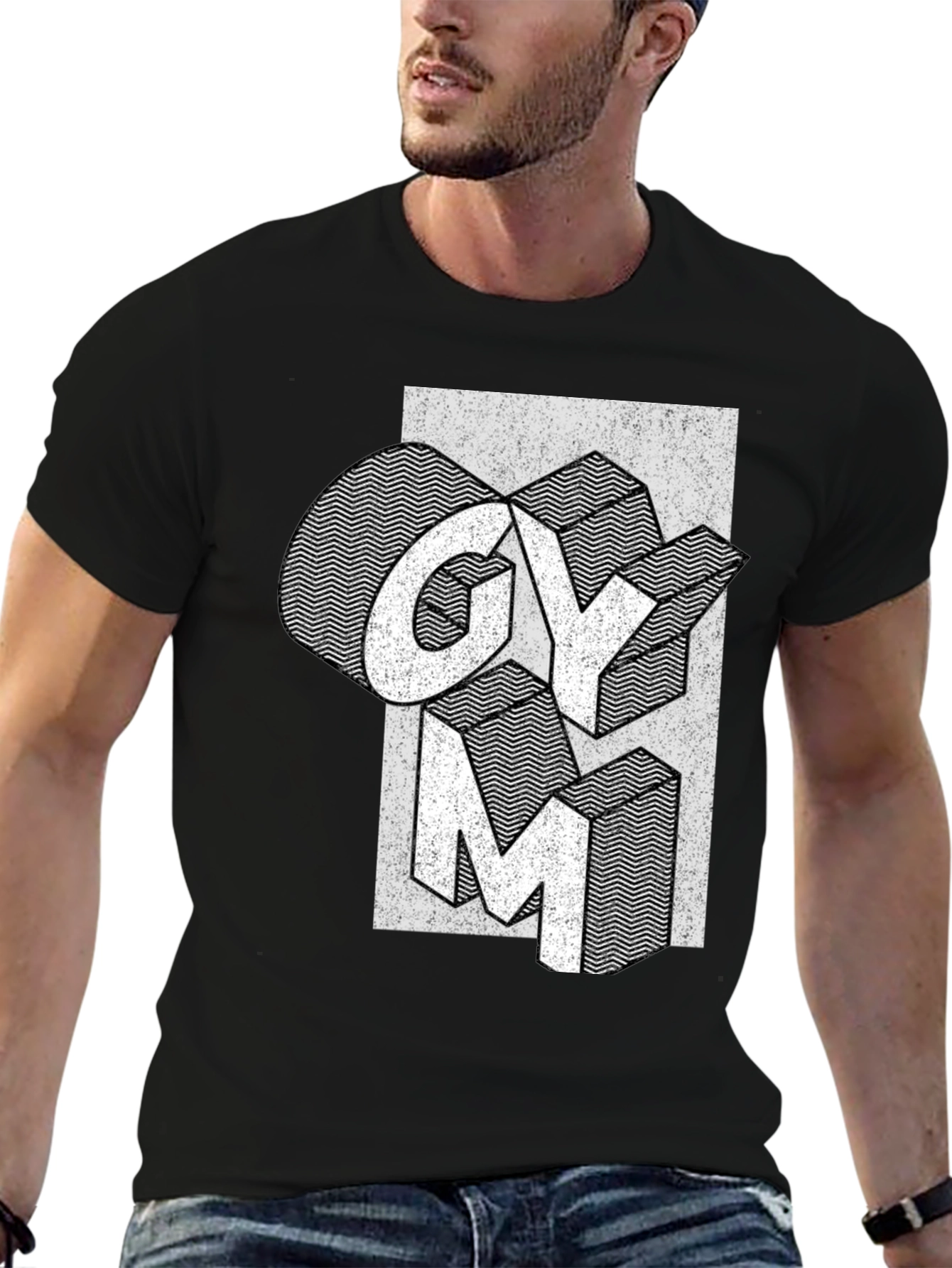 Gym Graphic Print Black T-Shirt
