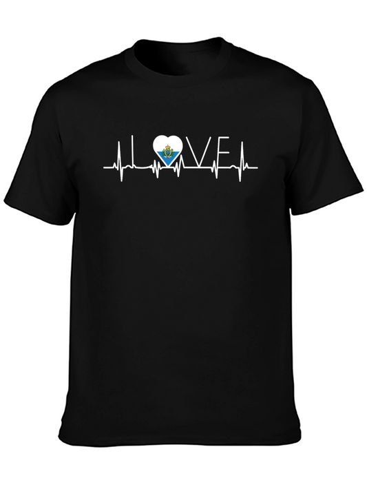 San Marino Flag Heartbeat T-Shirt - I Love San Marino Tee