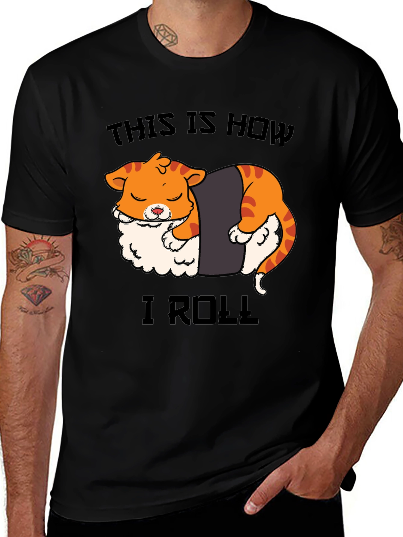 Sushi Cat Roll T-Shirt - Funny Graphic Tee