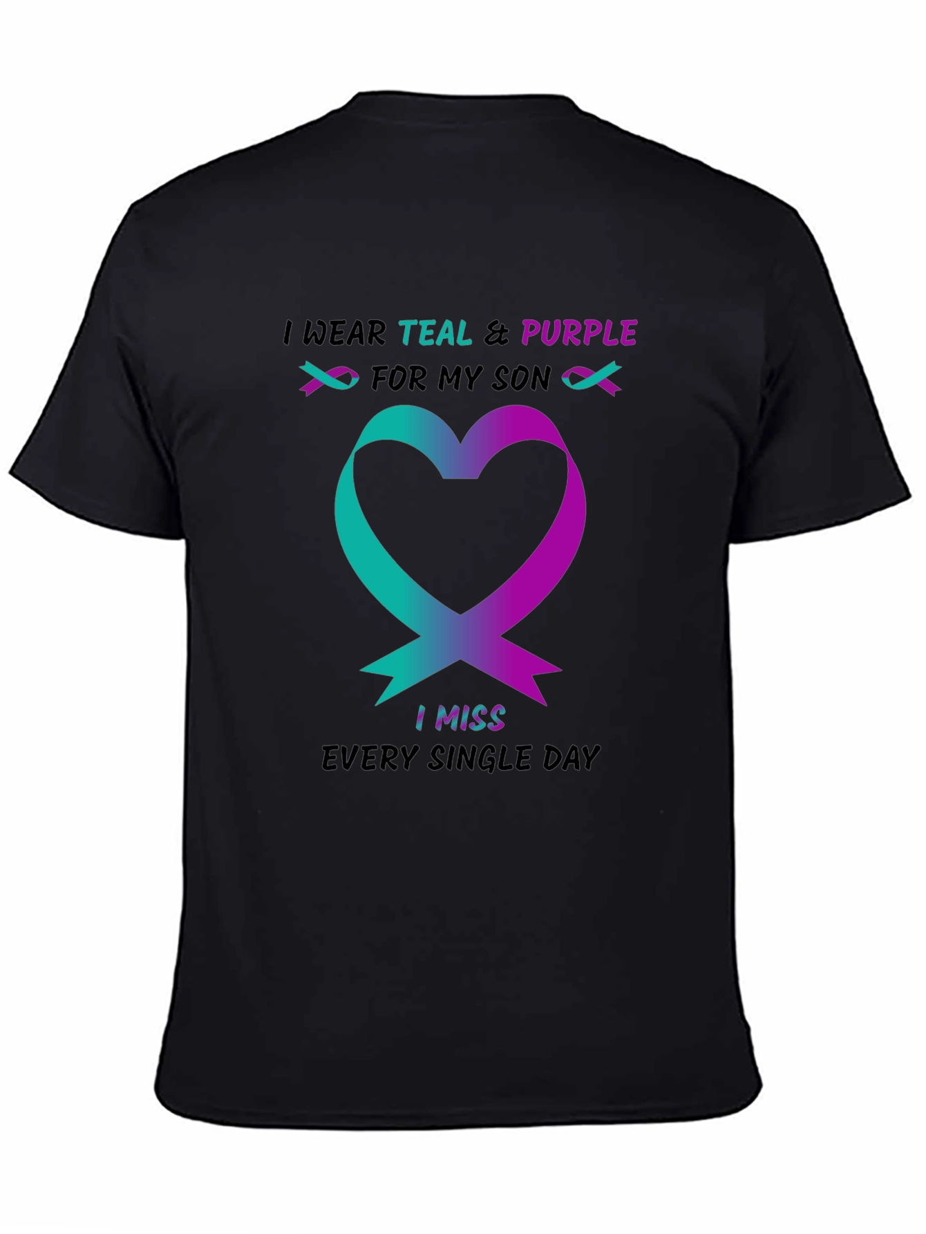 Teal & Purple Ribbon Heart T-Shirt