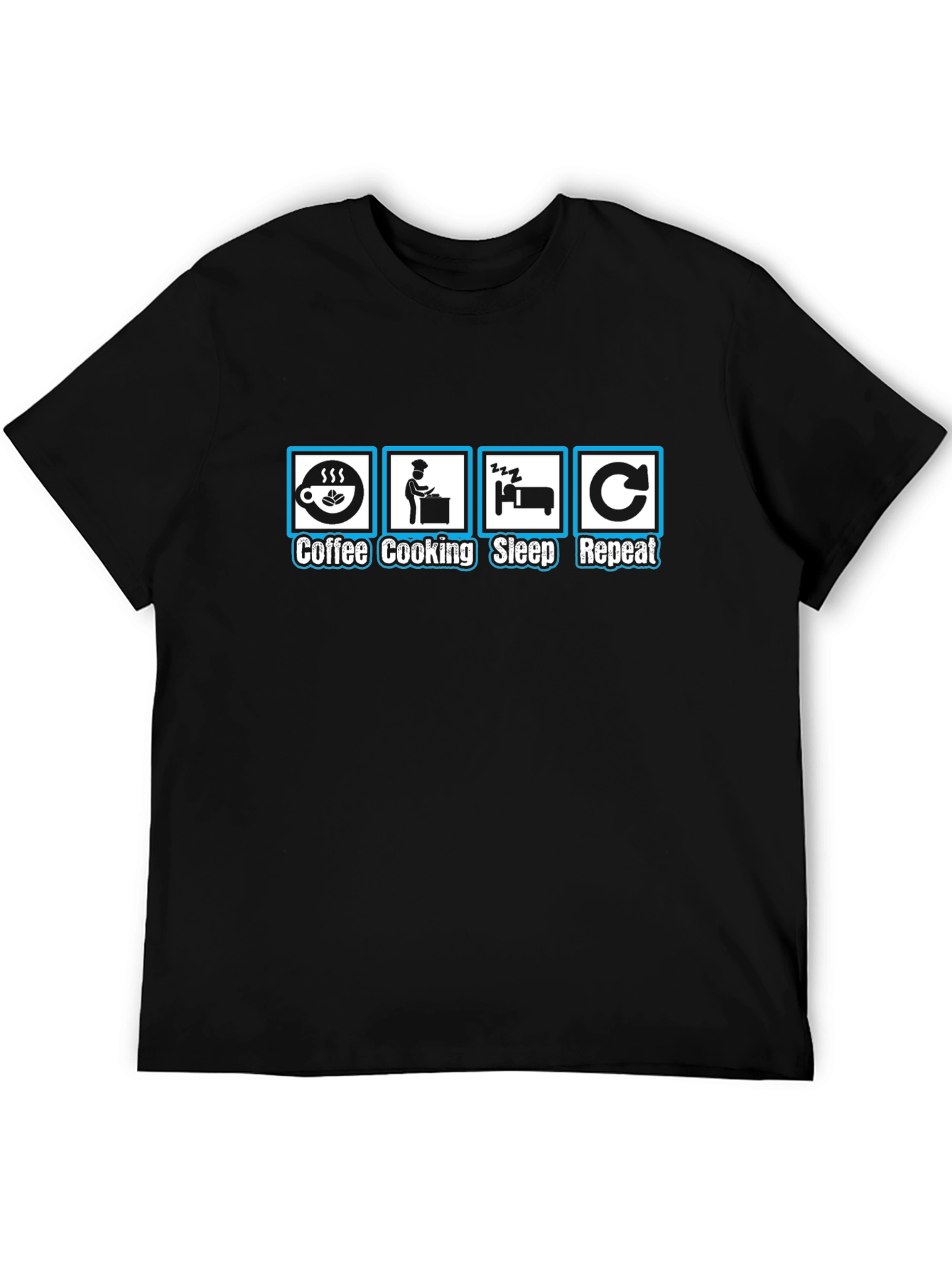Coffee Cooking Sleep Repeat Black T-Shirt