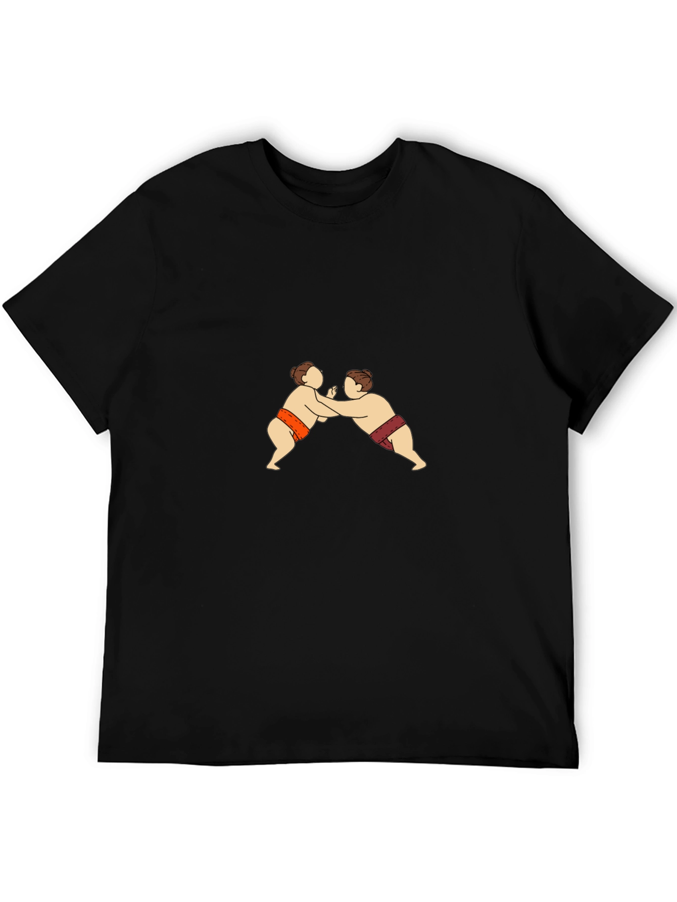 Sumo Wrestling Graphic Tee - Black Cotton T-Shirt