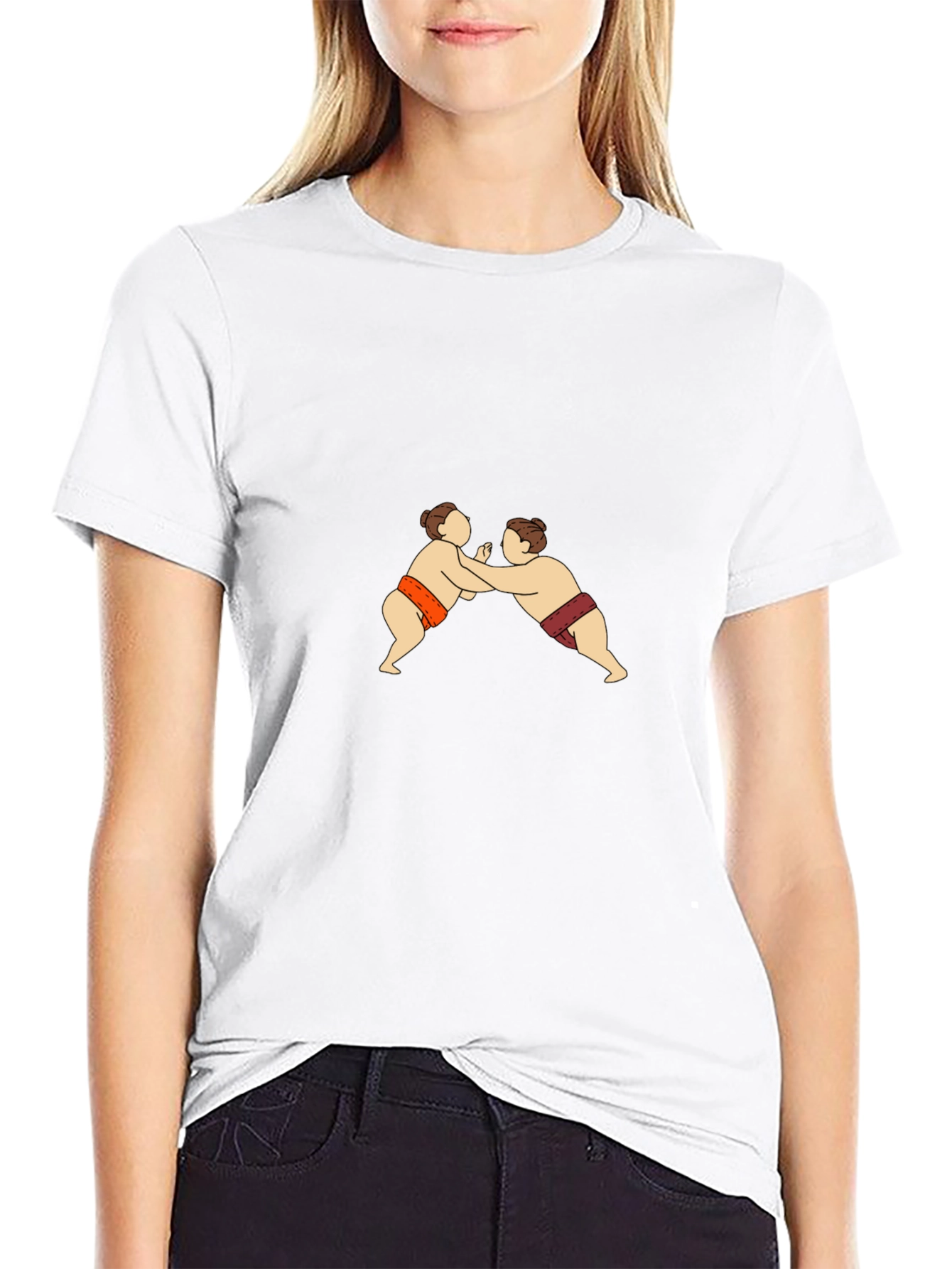 Sumo Wrestling Graphic Tee - Black Cotton T-Shirt