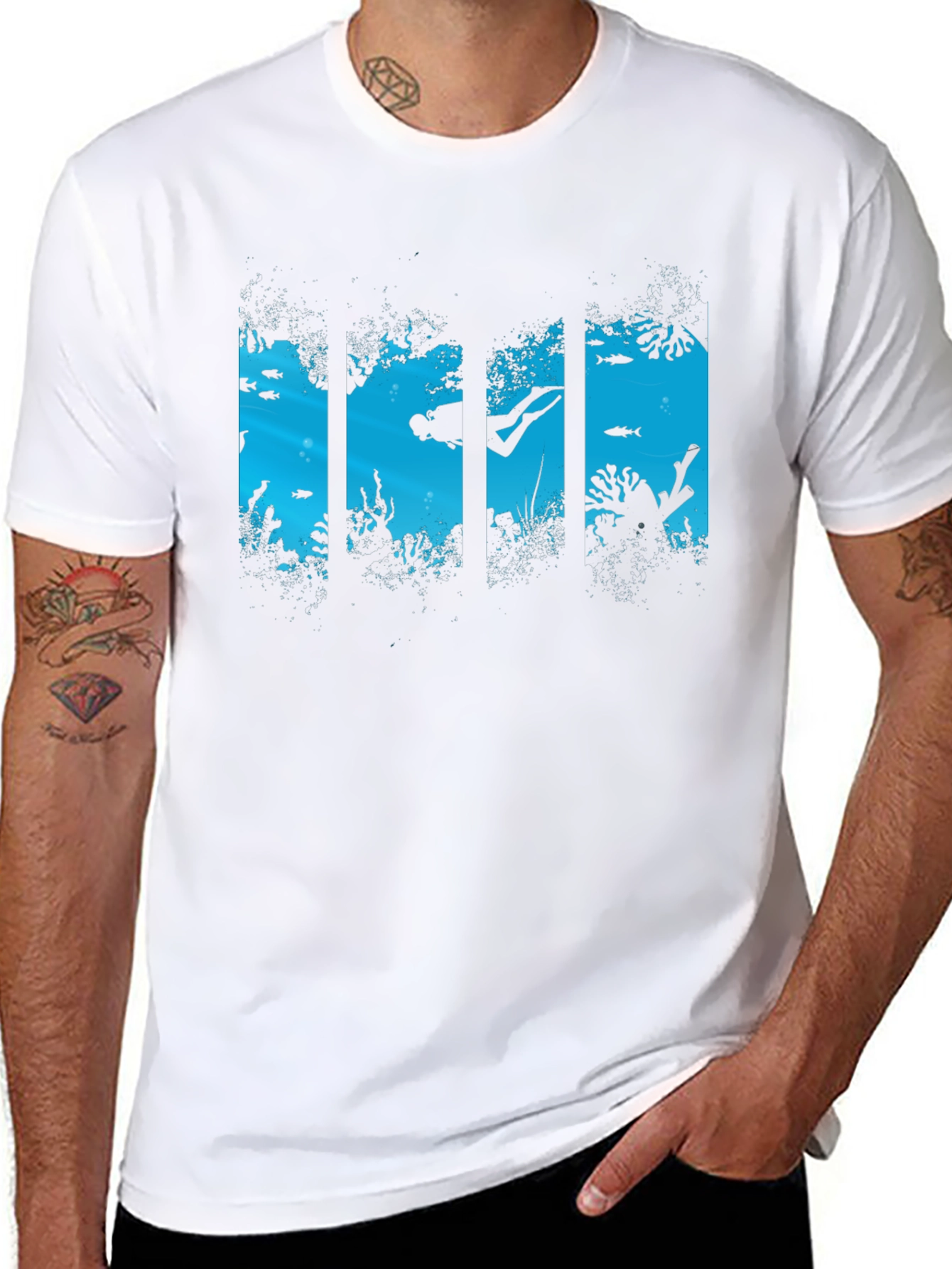 Diver Silhouette Graphic Black T-Shirt