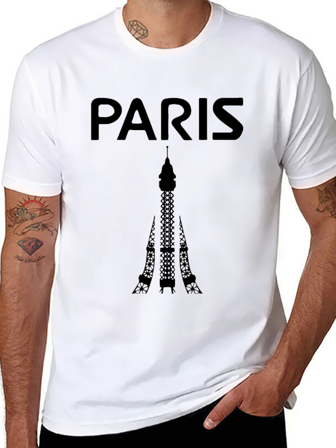Paris Eiffel Tower Black T-Shirt