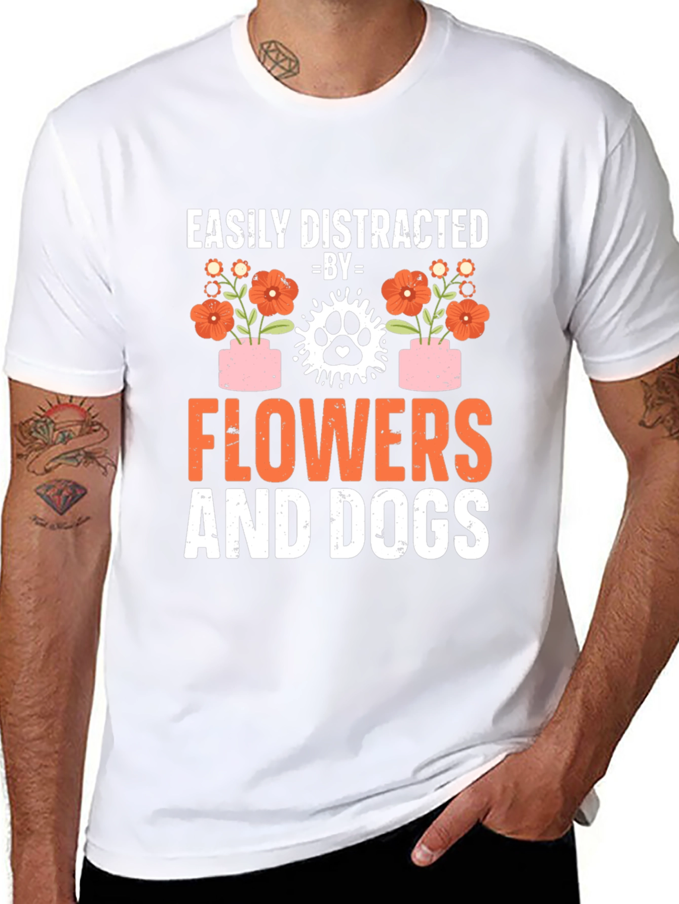 Easily Distracted By Flowers And Dogs T-Shirt