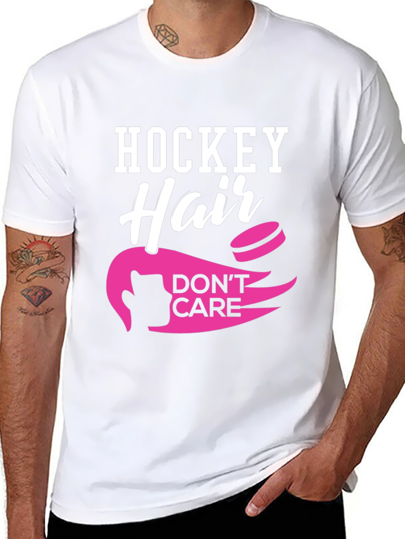 Hockey Hair Dont Care Black T-Shirt
