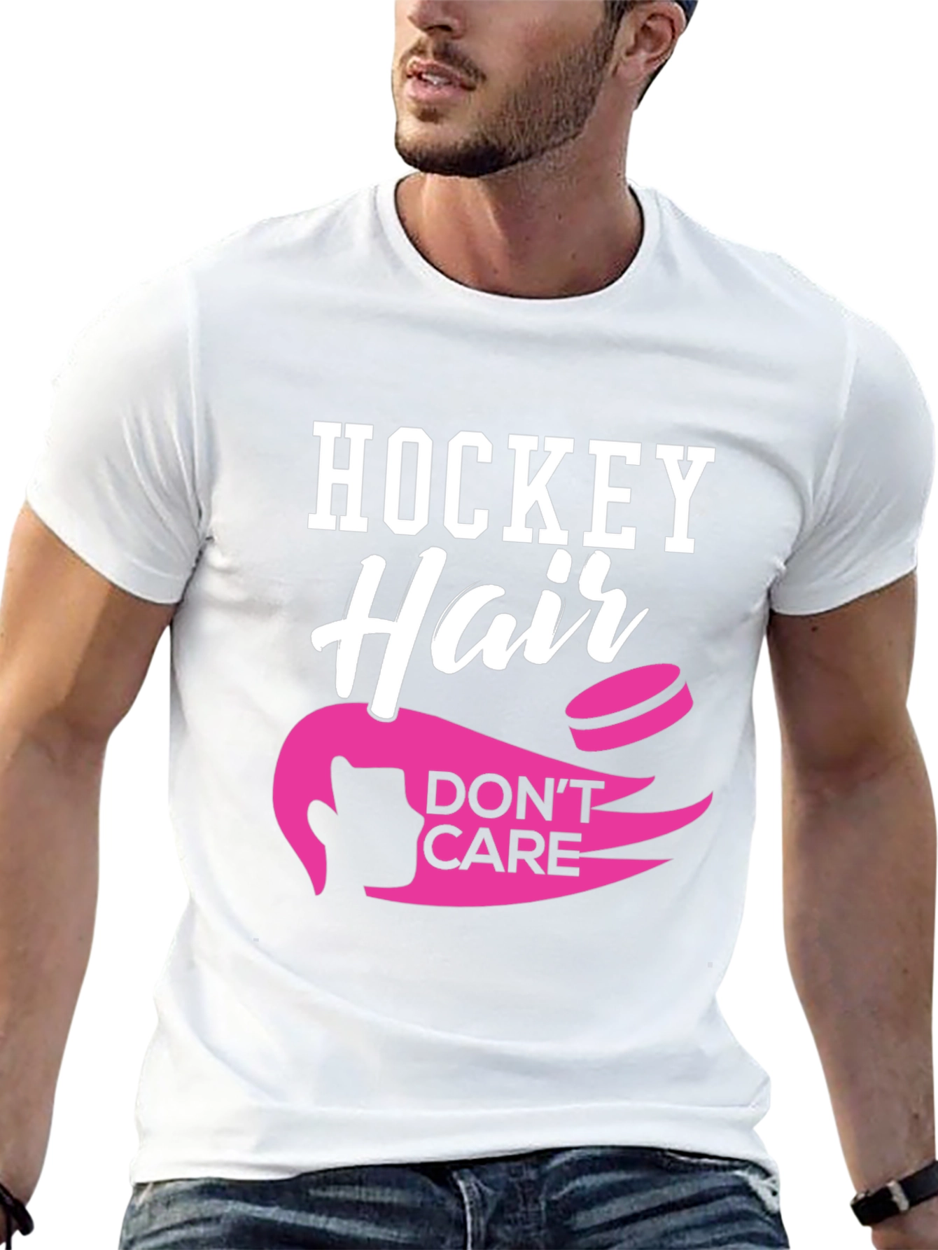 Hockey Hair Dont Care Black T-Shirt