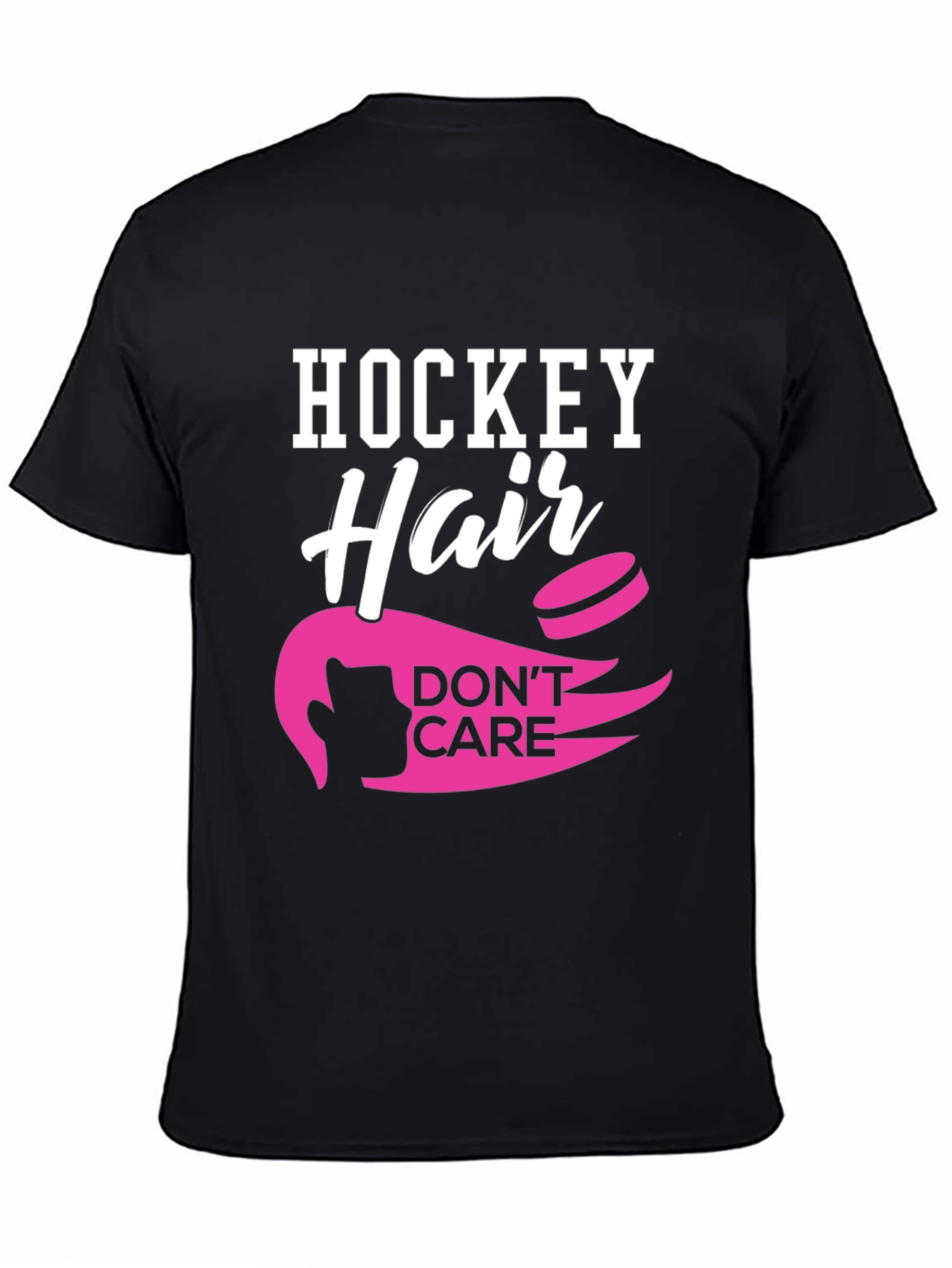 Hockey Hair Dont Care Black T-Shirt