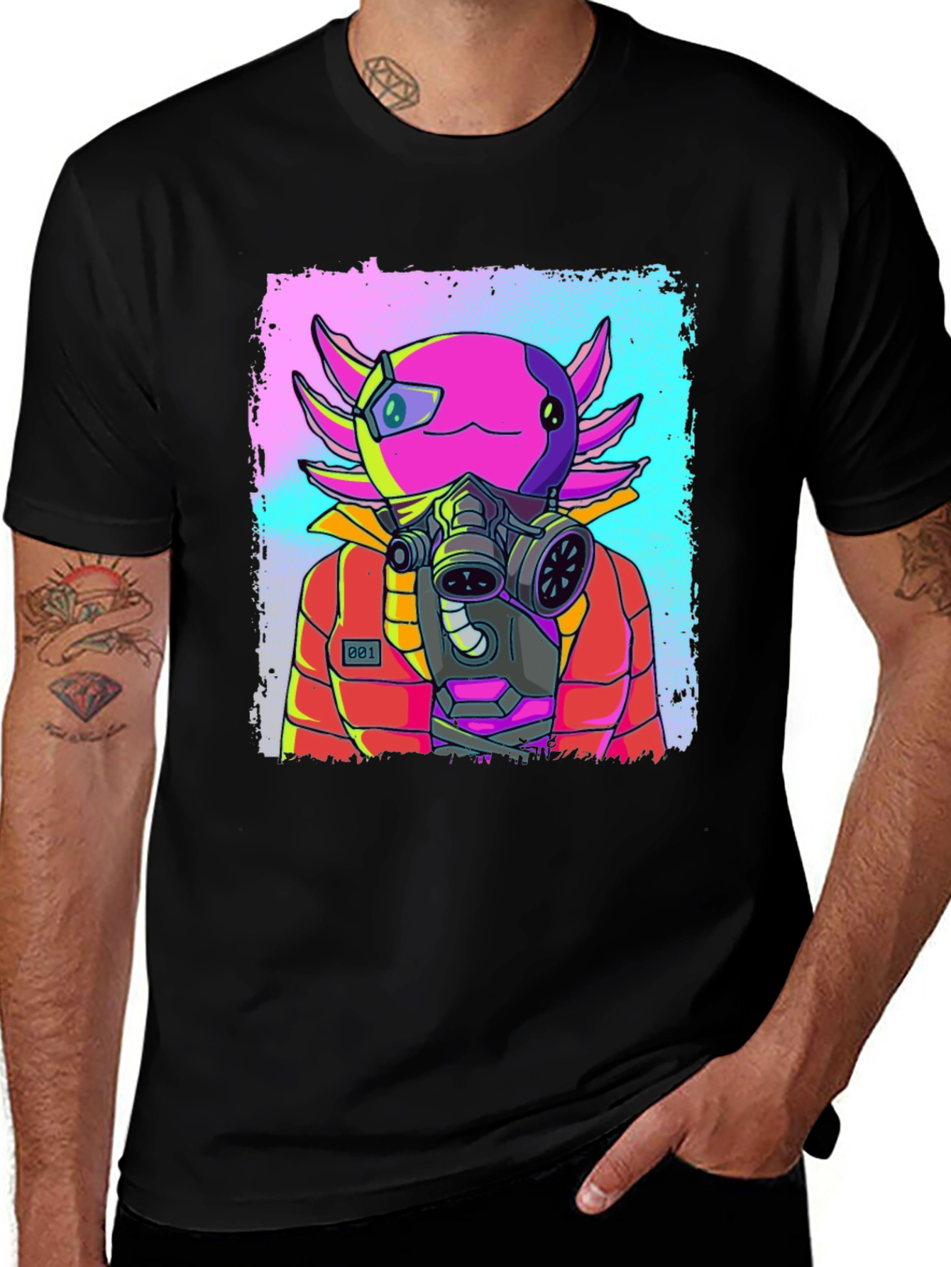 Axolotl Gas Mask T-Shirt - Unique Graphic Tee