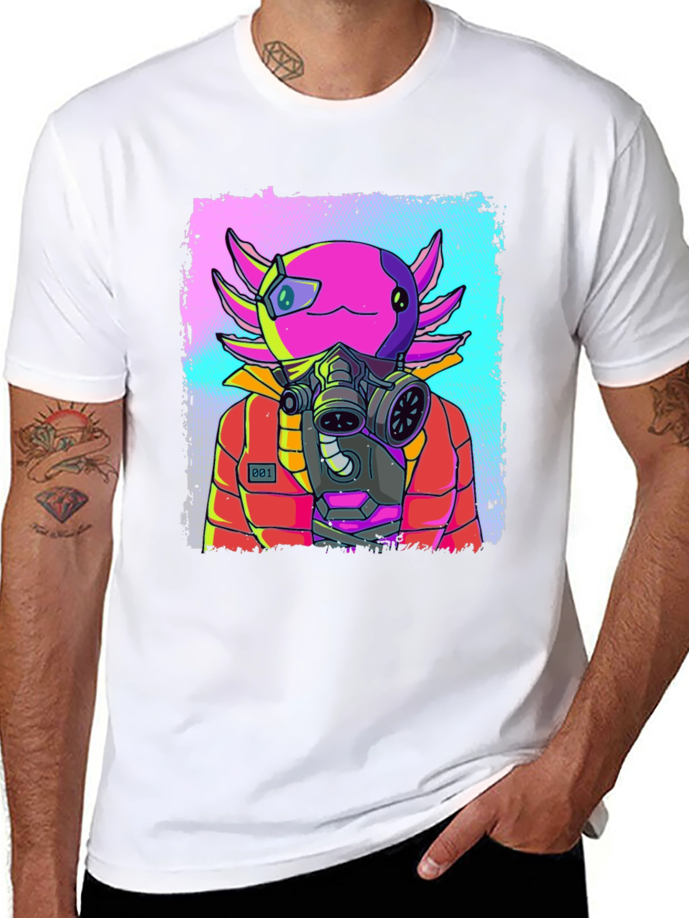 Axolotl Gas Mask T-Shirt - Unique Graphic Tee