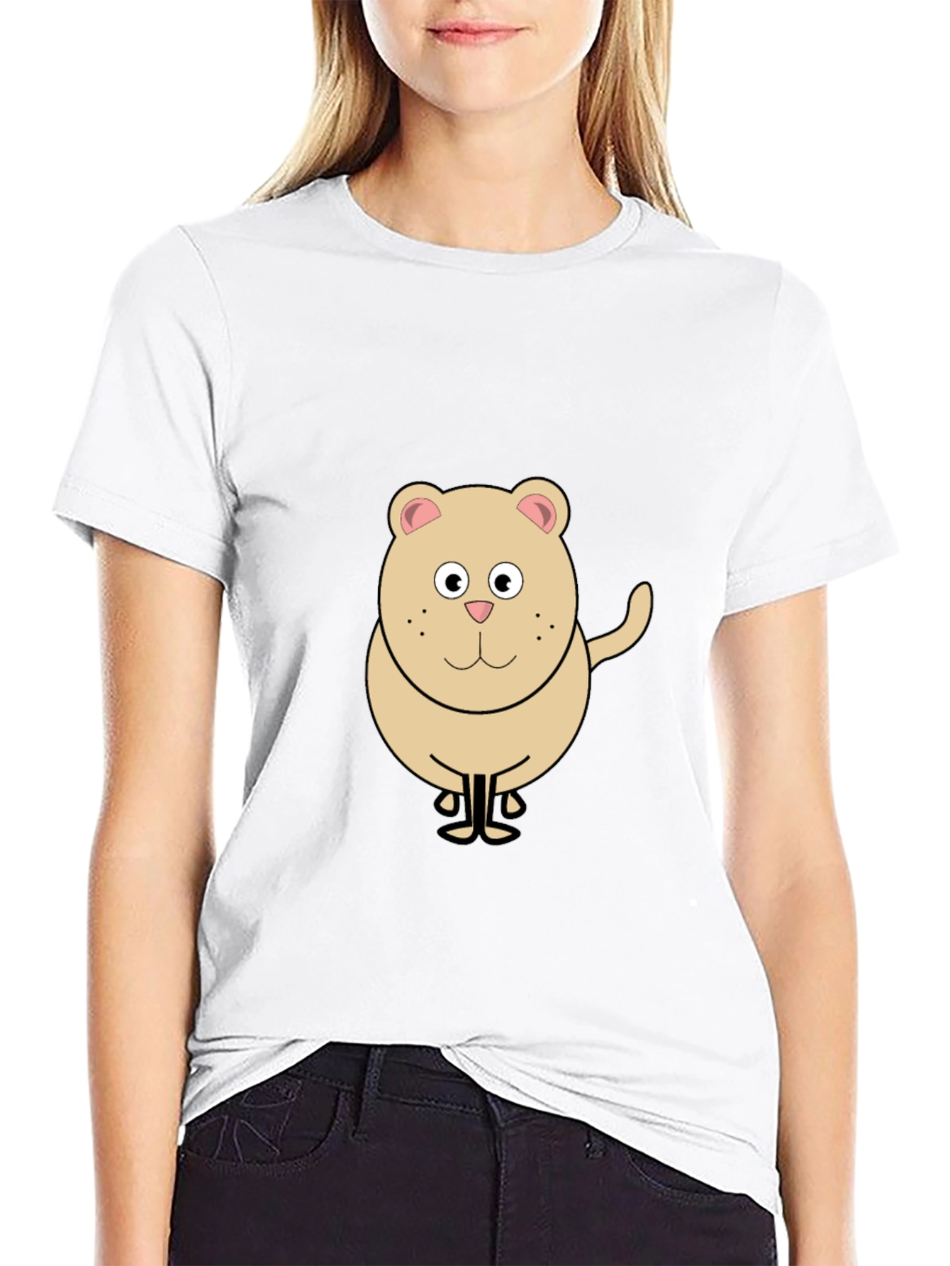 Funny Cartoon Bear Graphic Black T-Shirt